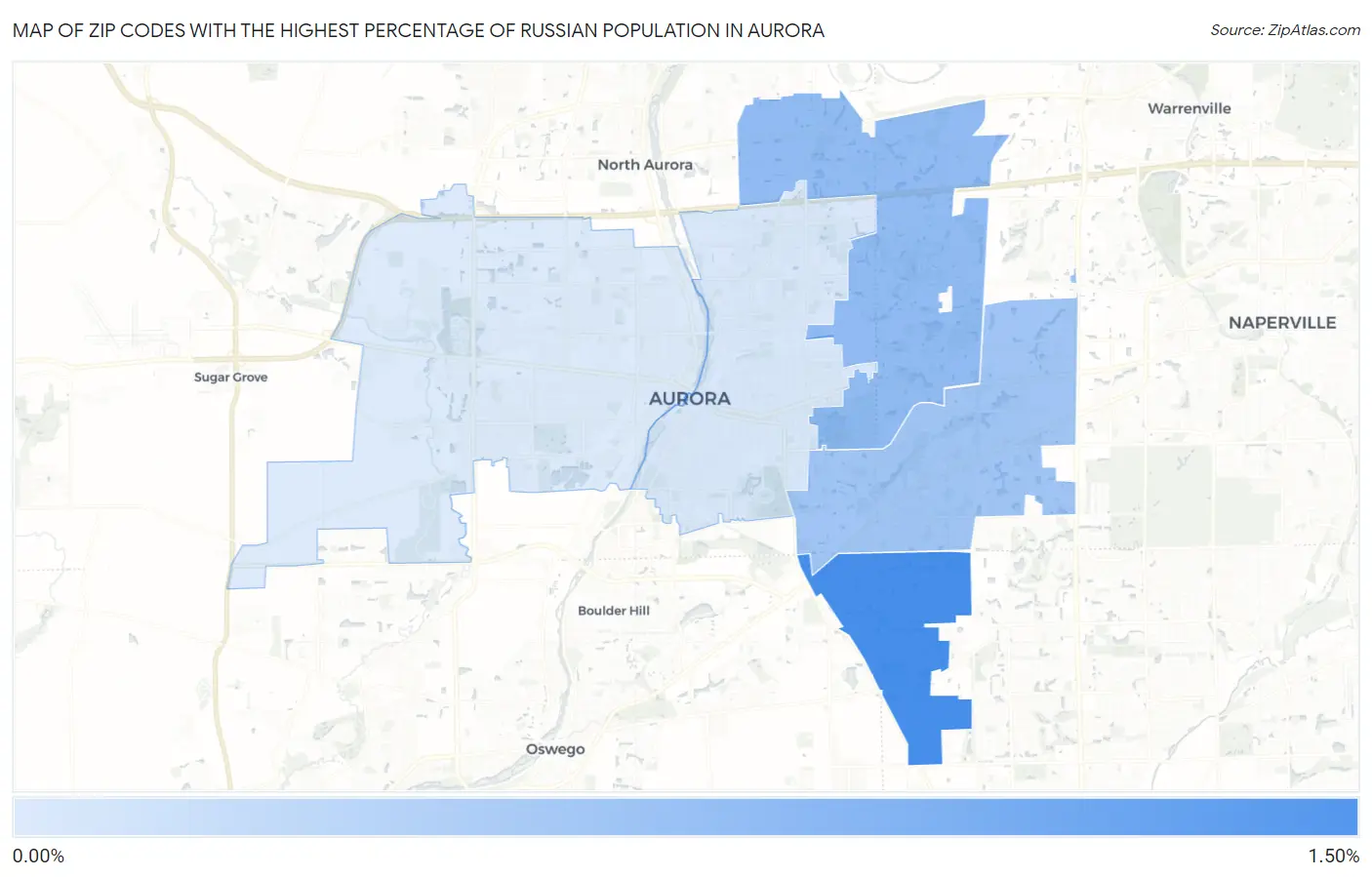 Zip Codes with the Highest Percentage of Russian Population in Aurora Map