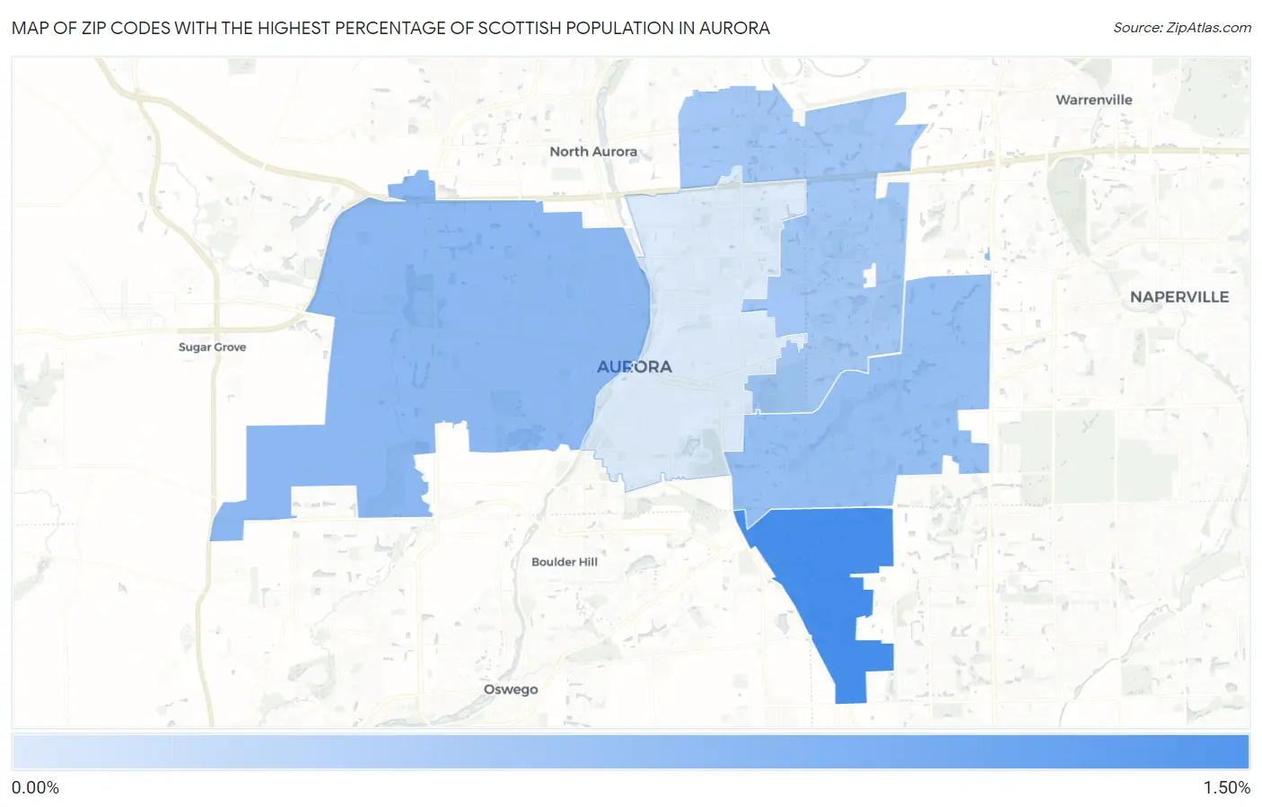Zip Codes with the Highest Percentage of Scottish Population in Aurora Map