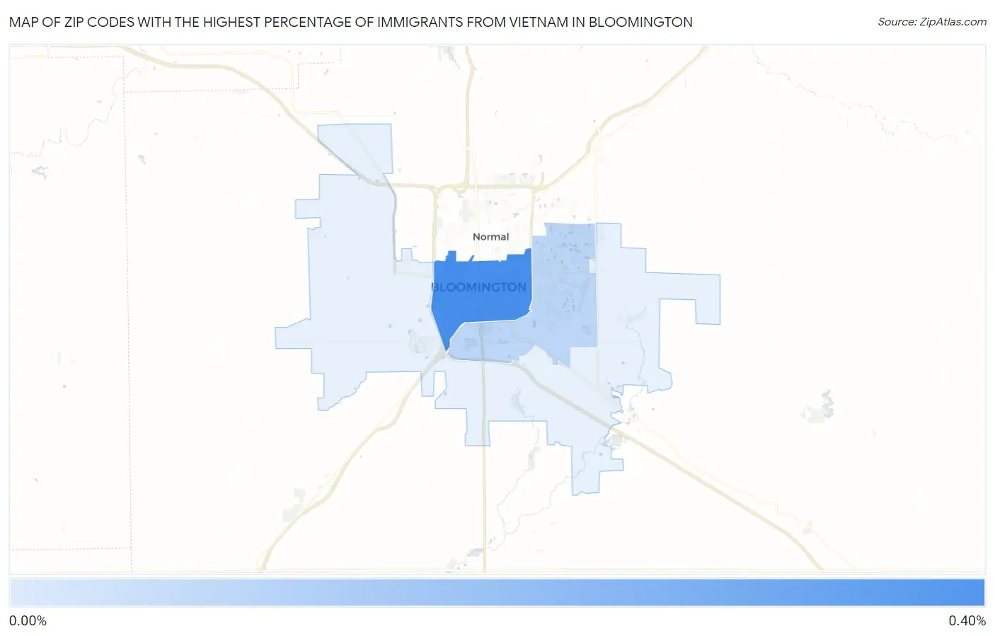 Zip Codes with the Highest Percentage of Immigrants from Vietnam in Bloomington Map