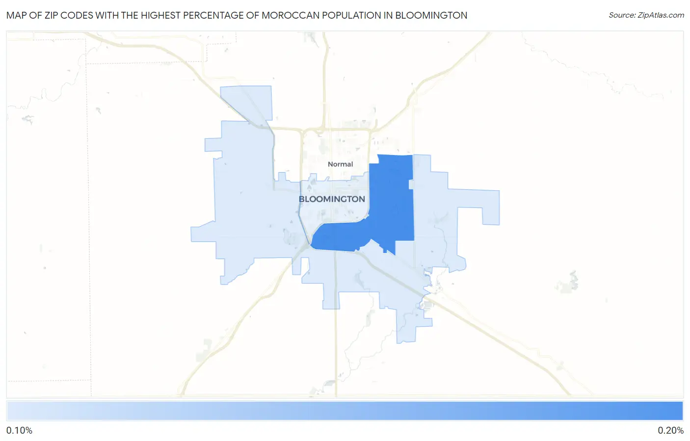 Zip Codes with the Highest Percentage of Moroccan Population in Bloomington Map