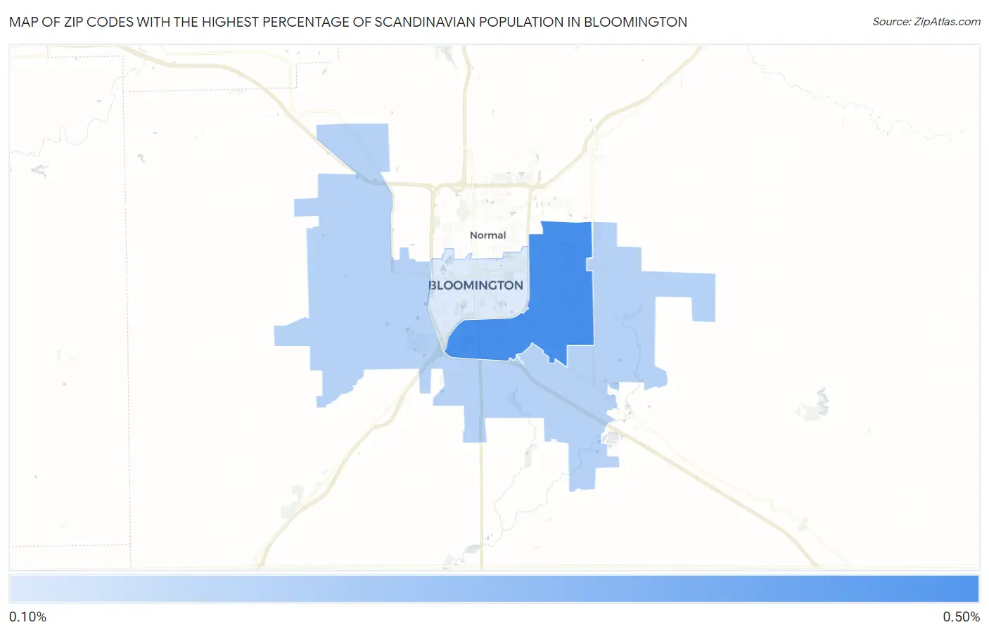 Zip Codes with the Highest Percentage of Scandinavian Population in Bloomington Map