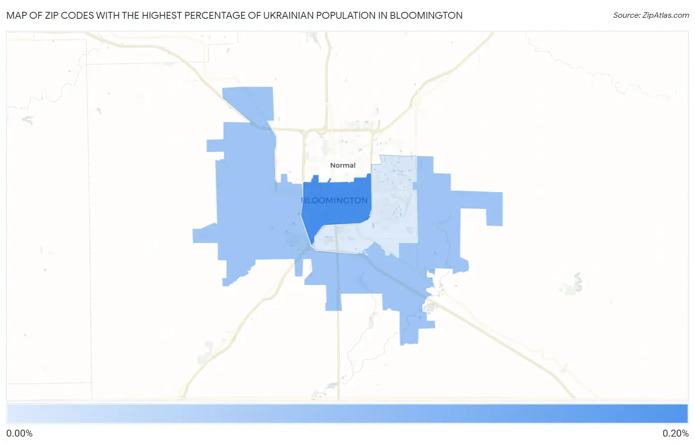 Zip Codes with the Highest Percentage of Ukrainian Population in Bloomington Map