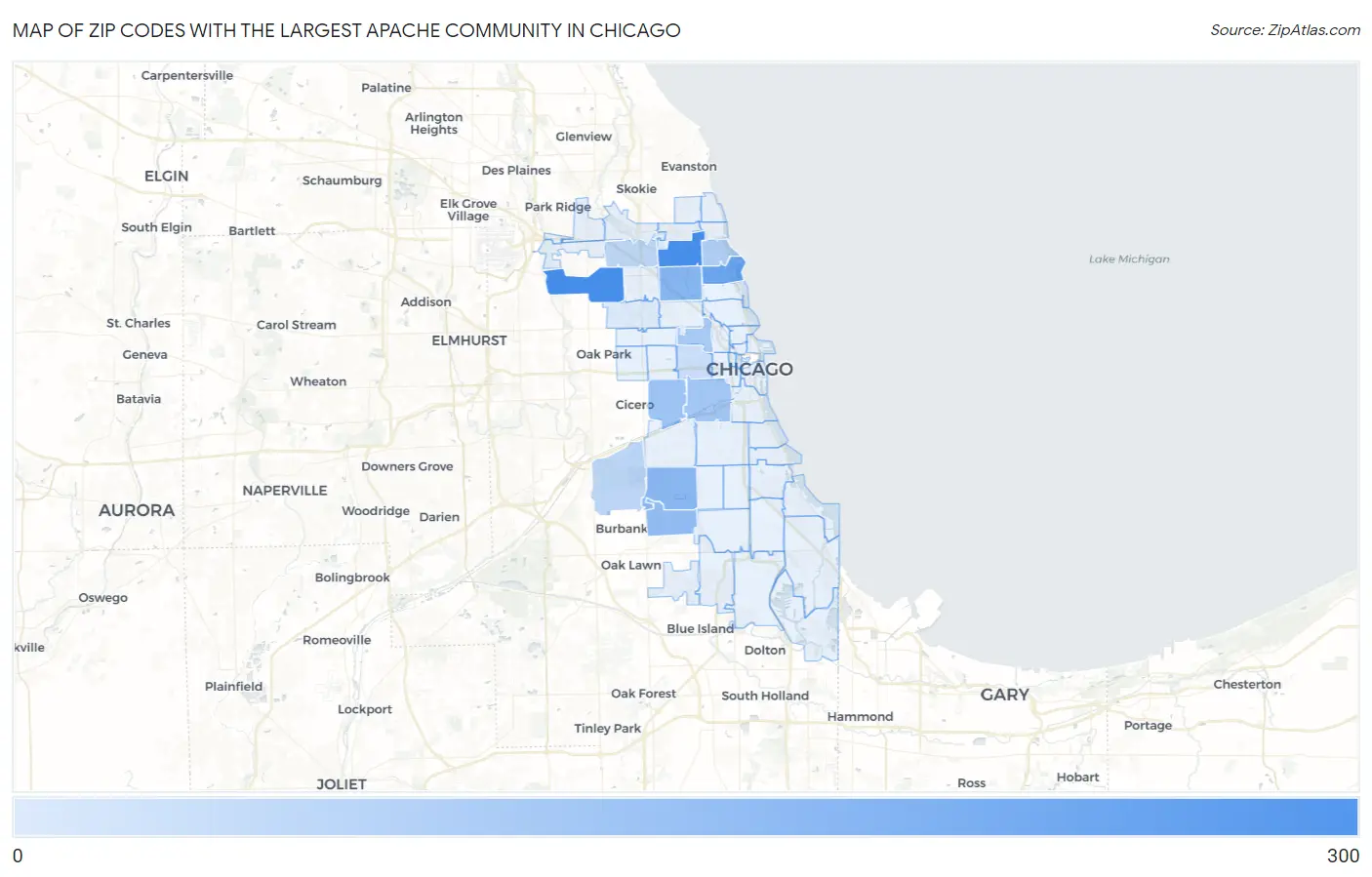 Zip Codes with the Largest Apache Community in Chicago Map