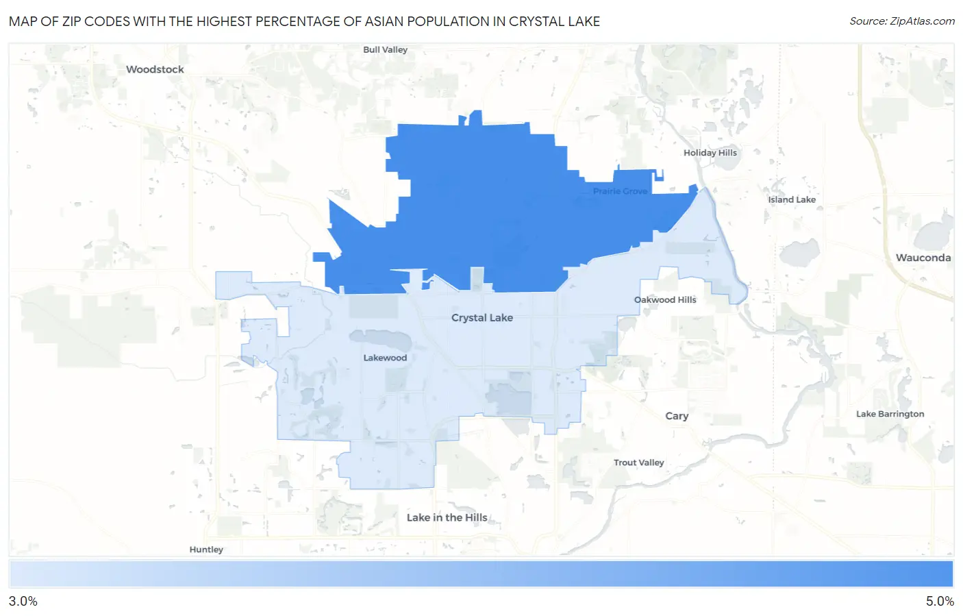 Zip Codes with the Highest Percentage of Asian Population in Crystal Lake Map