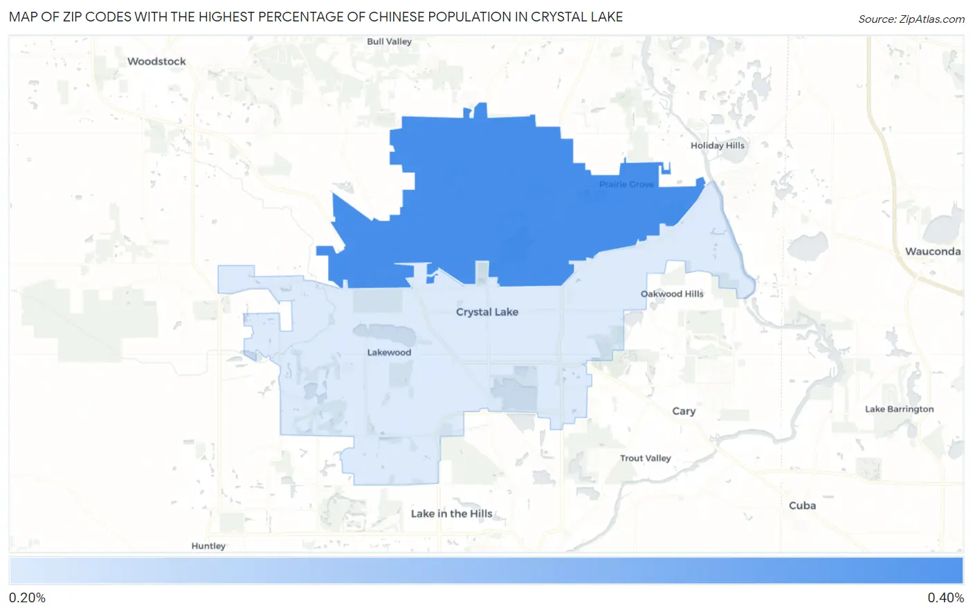Zip Codes with the Highest Percentage of Chinese Population in Crystal Lake Map