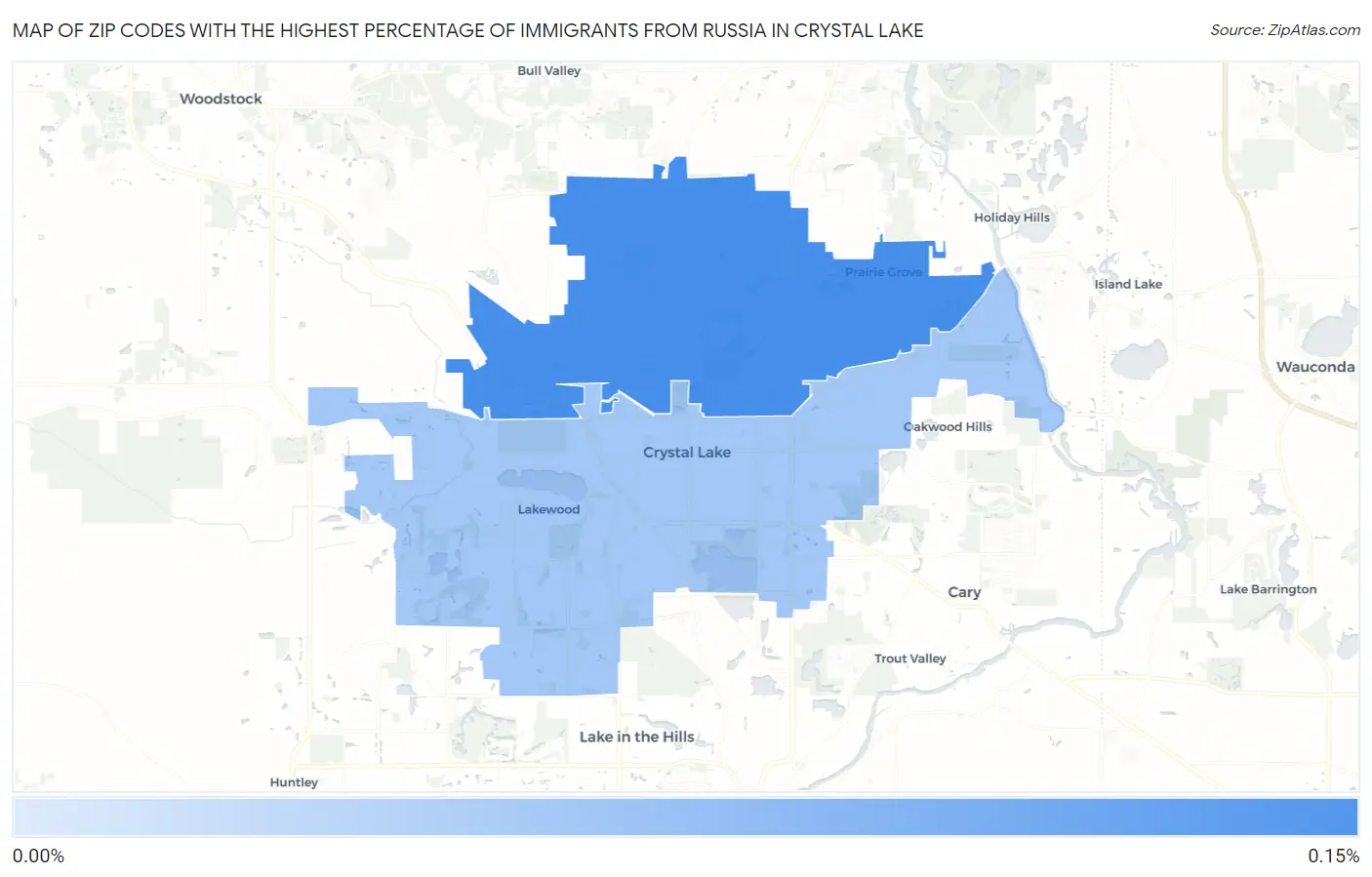 Zip Codes with the Highest Percentage of Immigrants from Russia in Crystal Lake Map