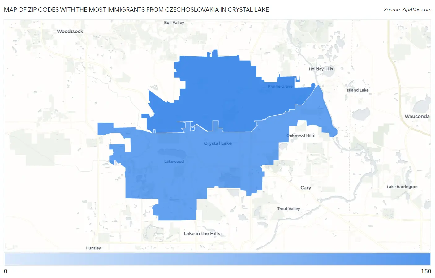 Zip Codes with the Most Immigrants from Czechoslovakia in Crystal Lake Map