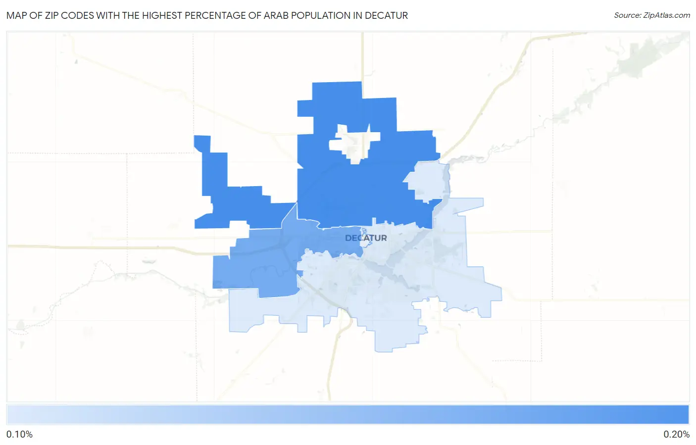 Zip Codes with the Highest Percentage of Arab Population in Decatur Map