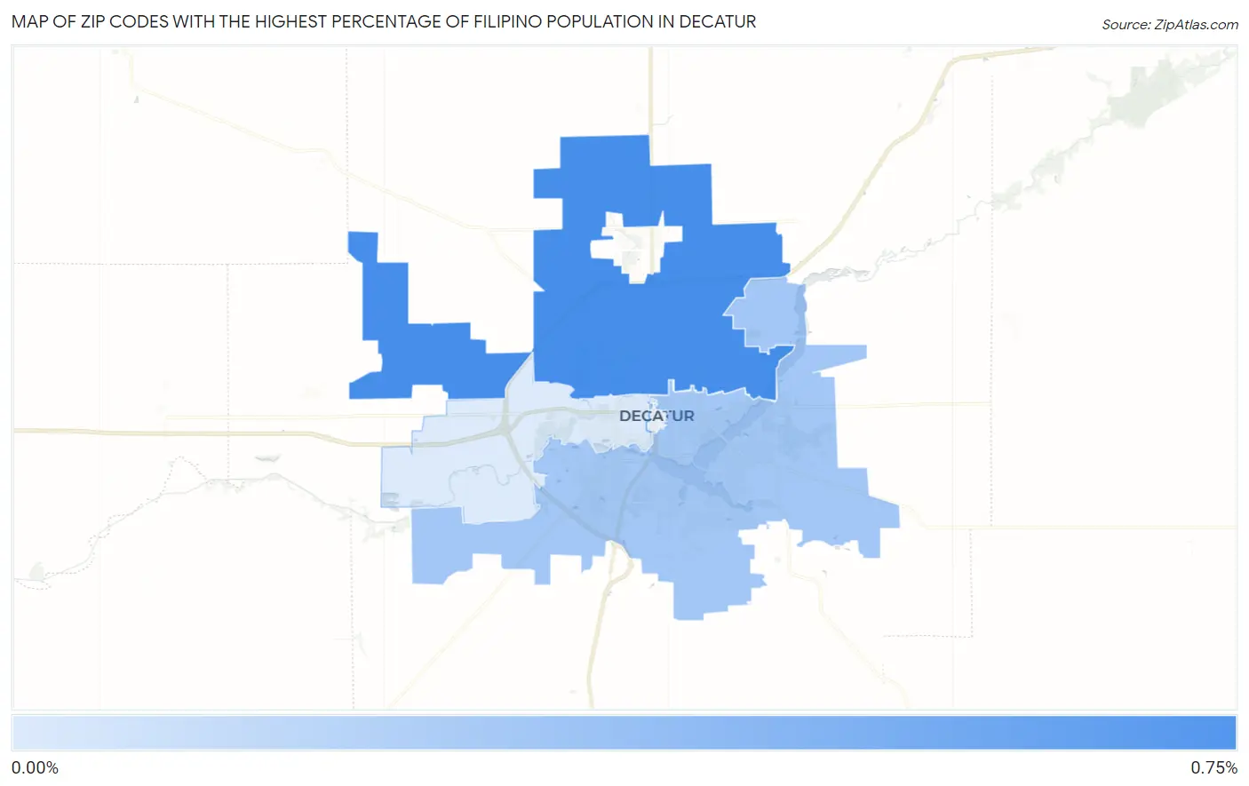 Zip Codes with the Highest Percentage of Filipino Population in Decatur Map