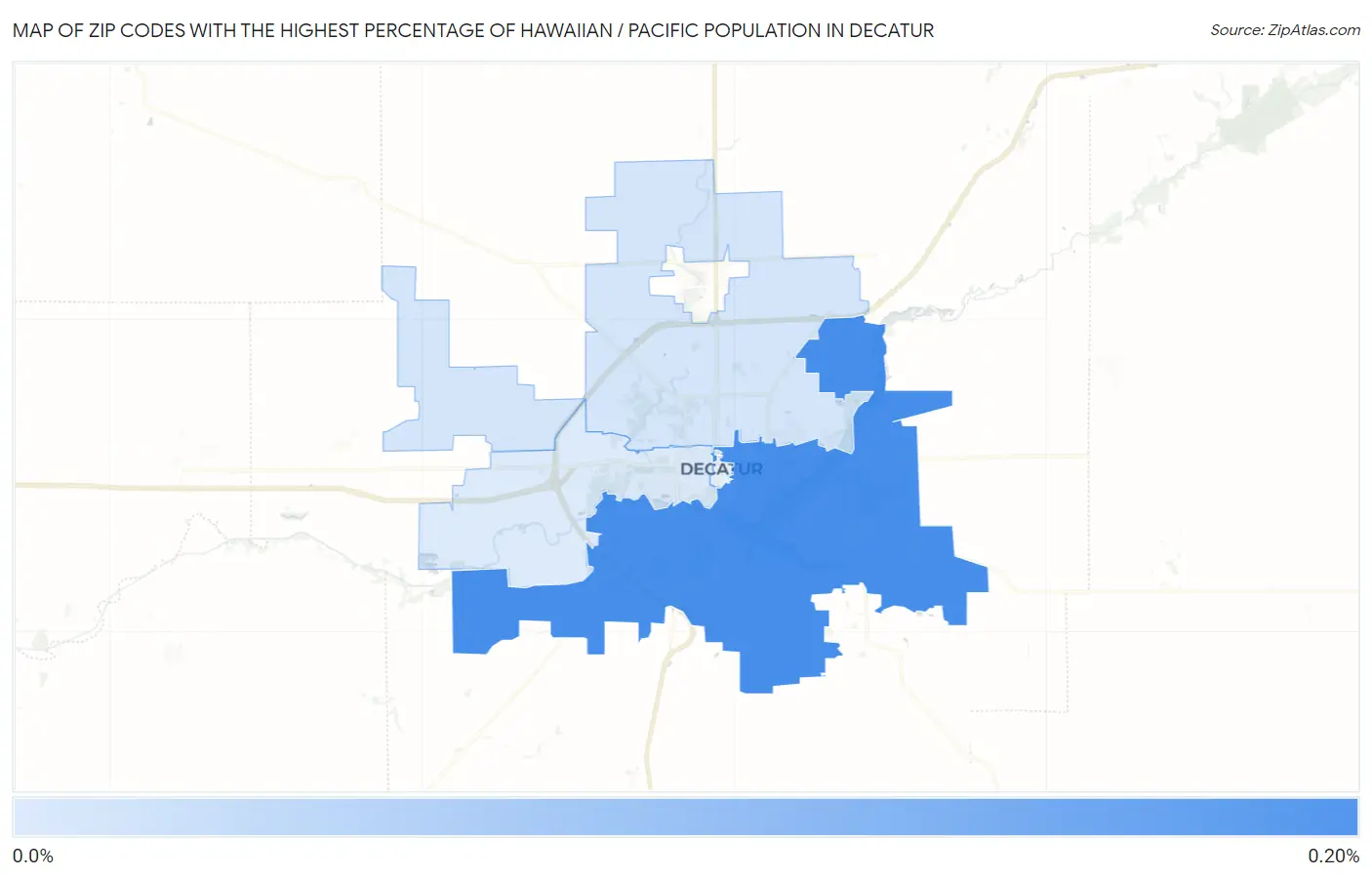 Zip Codes with the Highest Percentage of Hawaiian / Pacific Population in Decatur Map