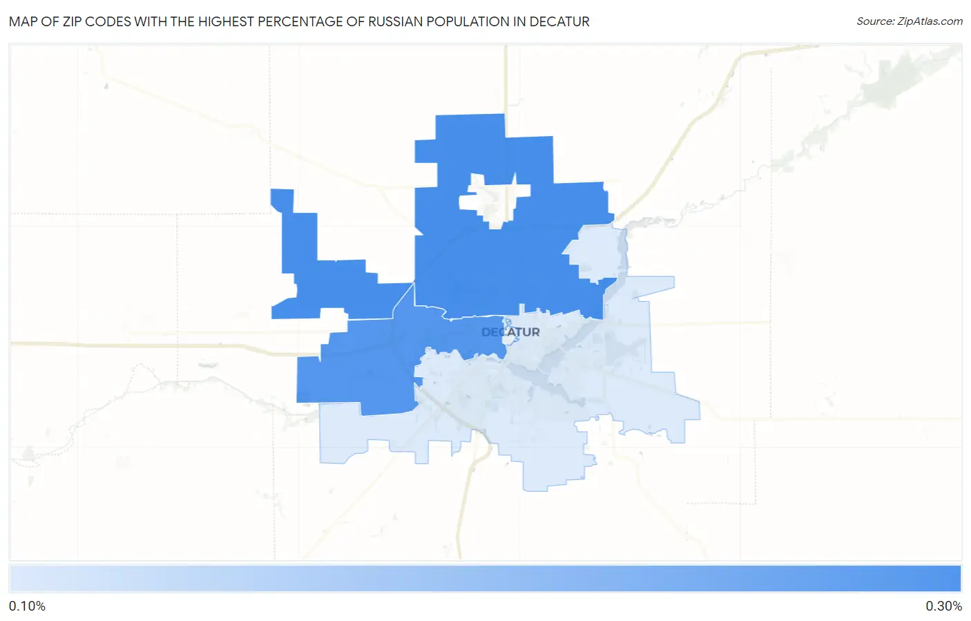 Zip Codes with the Highest Percentage of Russian Population in Decatur Map