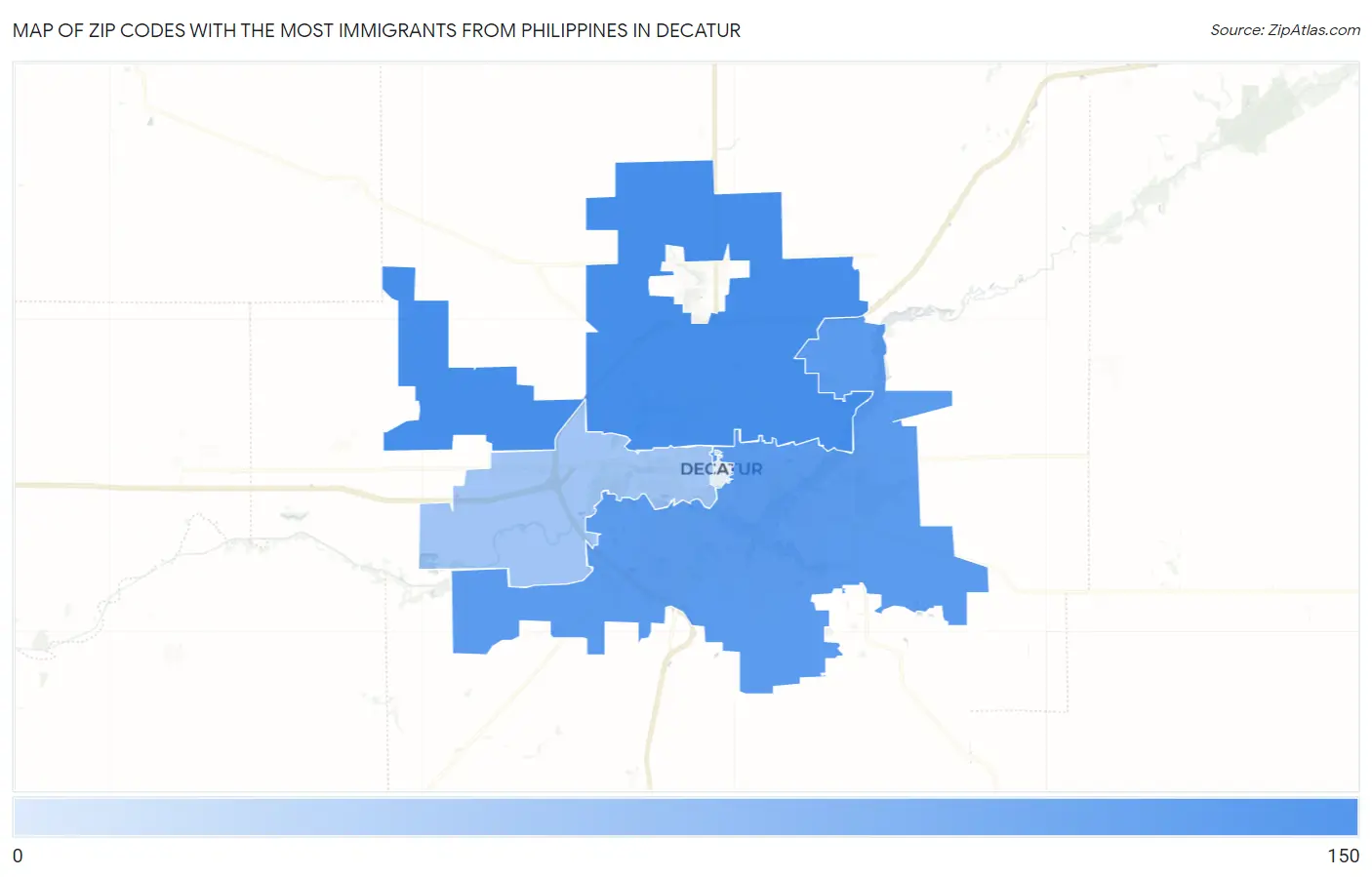 Zip Codes with the Most Immigrants from Philippines in Decatur Map