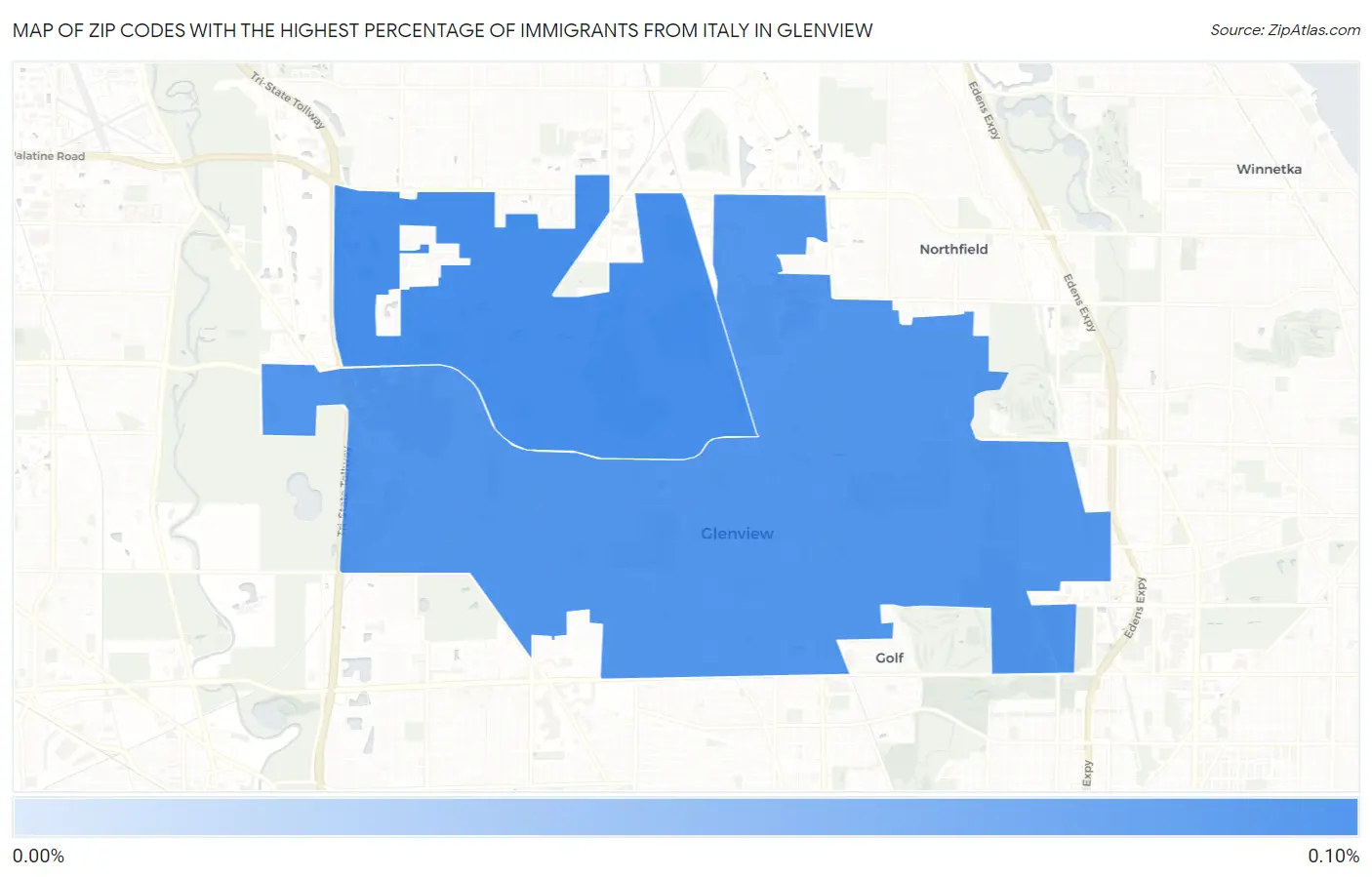 Zip Codes with the Highest Percentage of Immigrants from Italy in Glenview Map