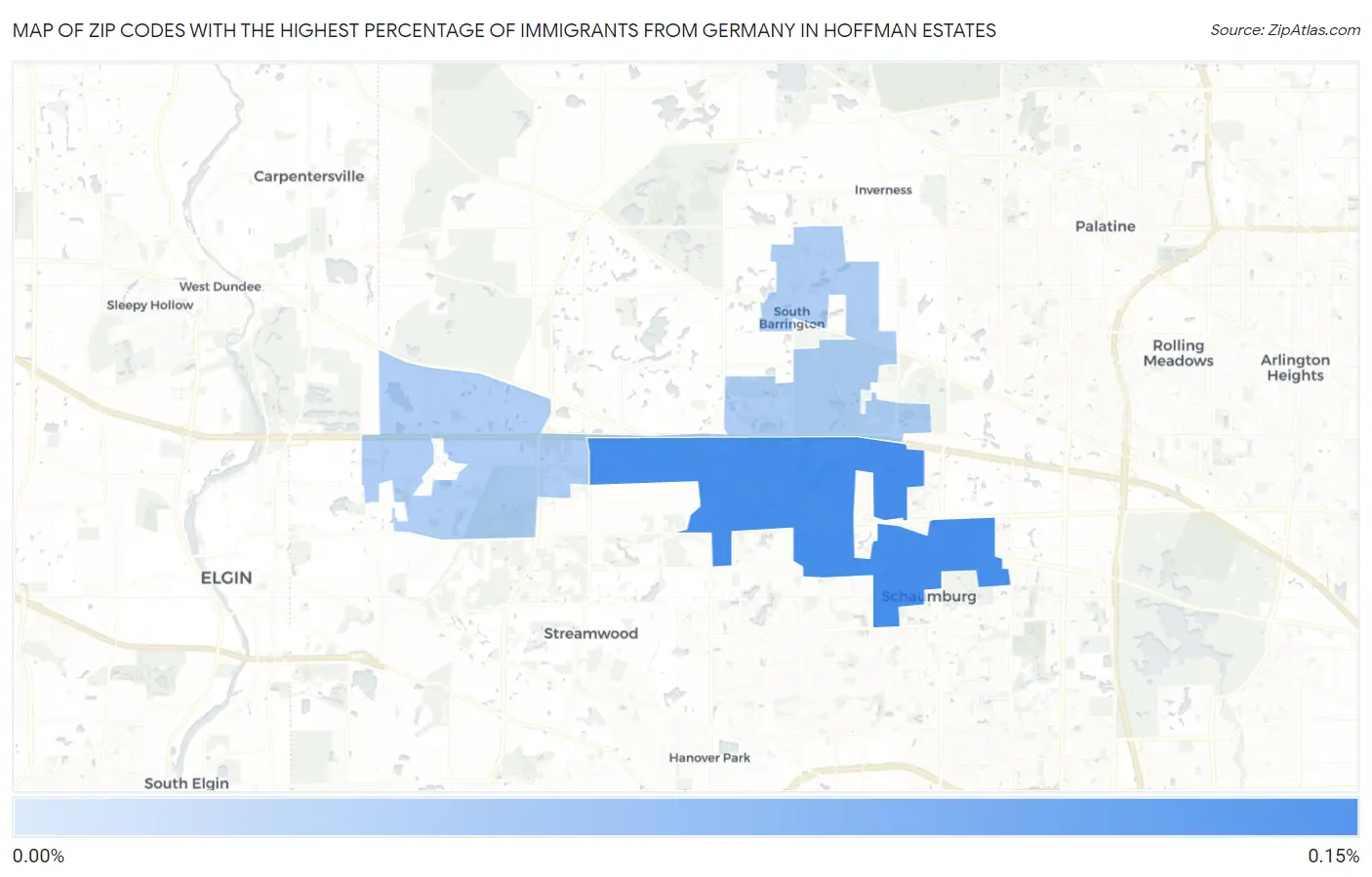 Zip Codes with the Highest Percentage of Immigrants from Germany in Hoffman Estates Map