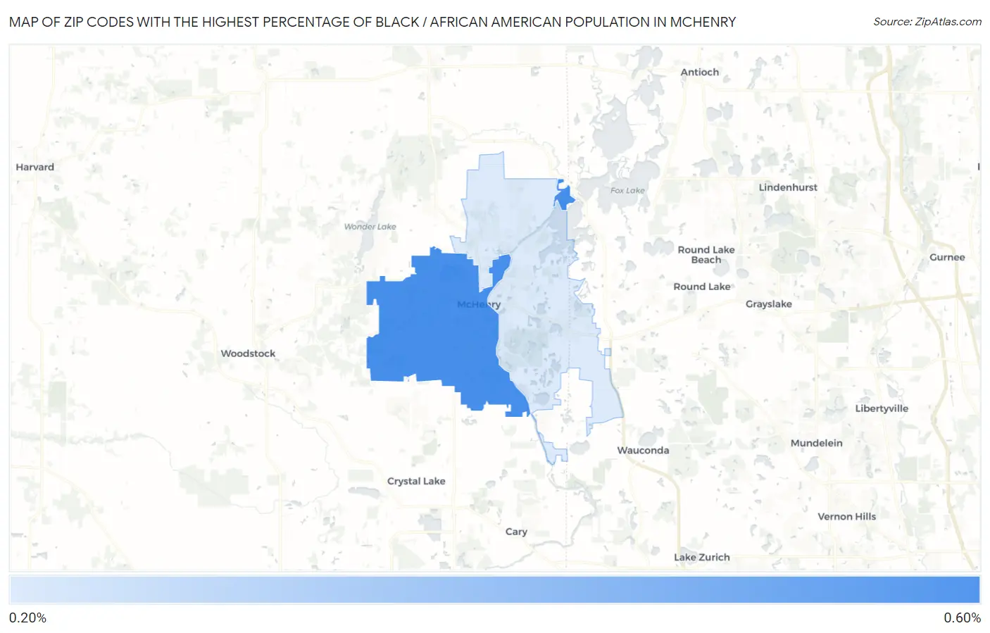 Zip Codes with the Highest Percentage of Black / African American Population in Mchenry Map