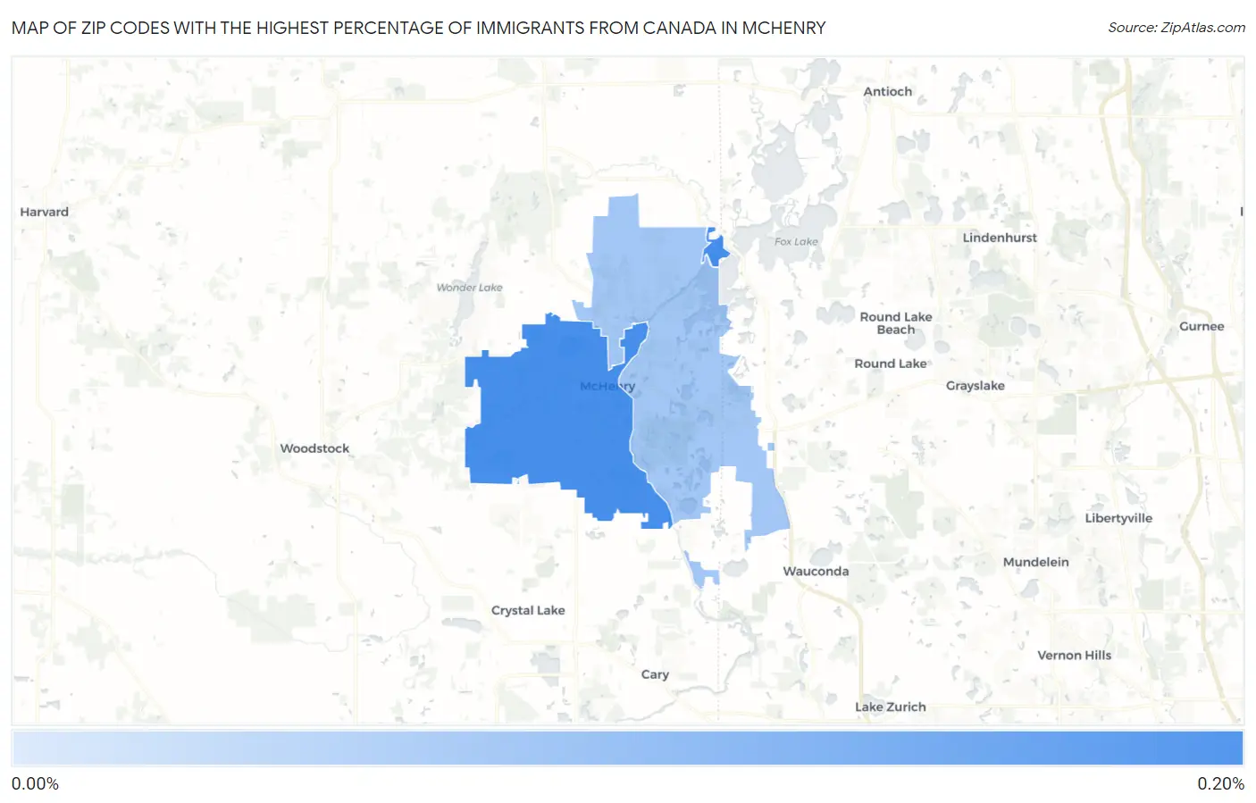 Zip Codes with the Highest Percentage of Immigrants from Canada in Mchenry Map