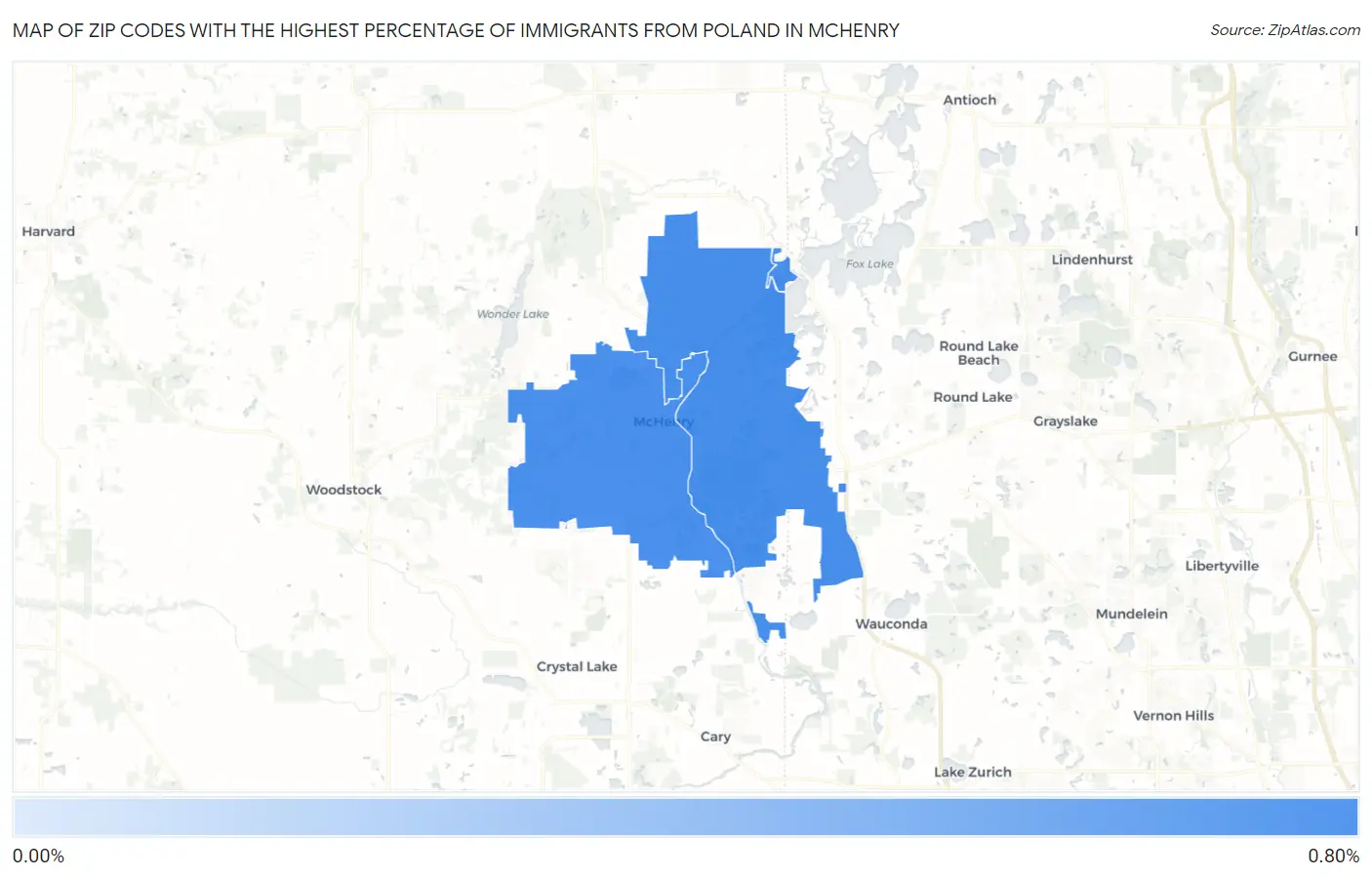 Zip Codes with the Highest Percentage of Immigrants from Poland in Mchenry Map