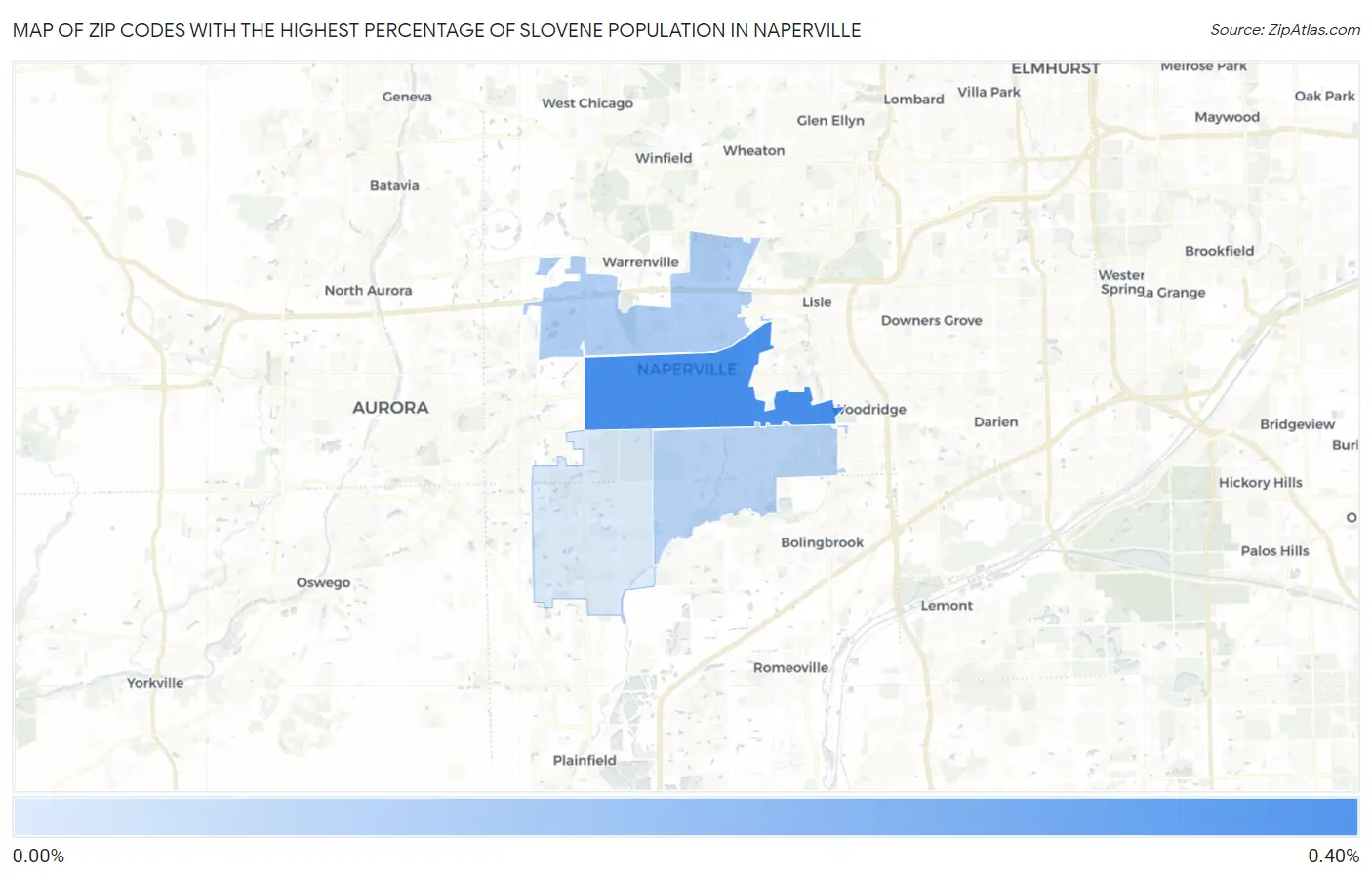 Zip Codes with the Highest Percentage of Slovene Population in Naperville Map