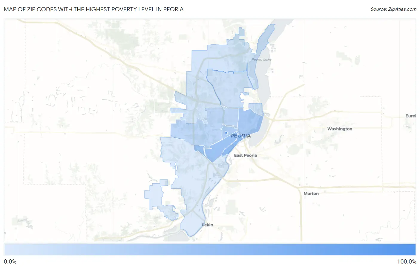 Zip Codes with the Highest Poverty Level in Peoria Map