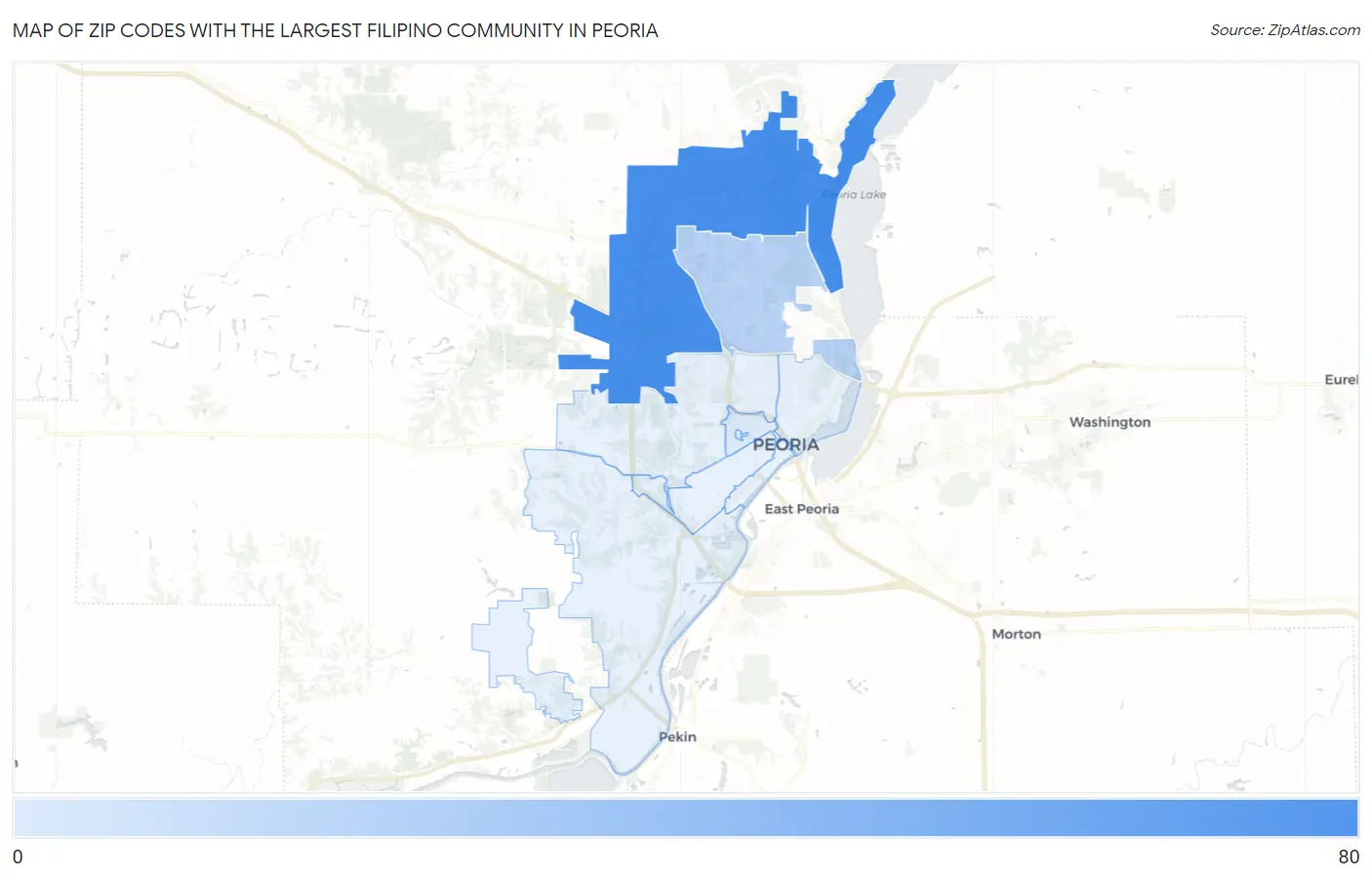 Zip Codes with the Largest Filipino Community in Peoria Map