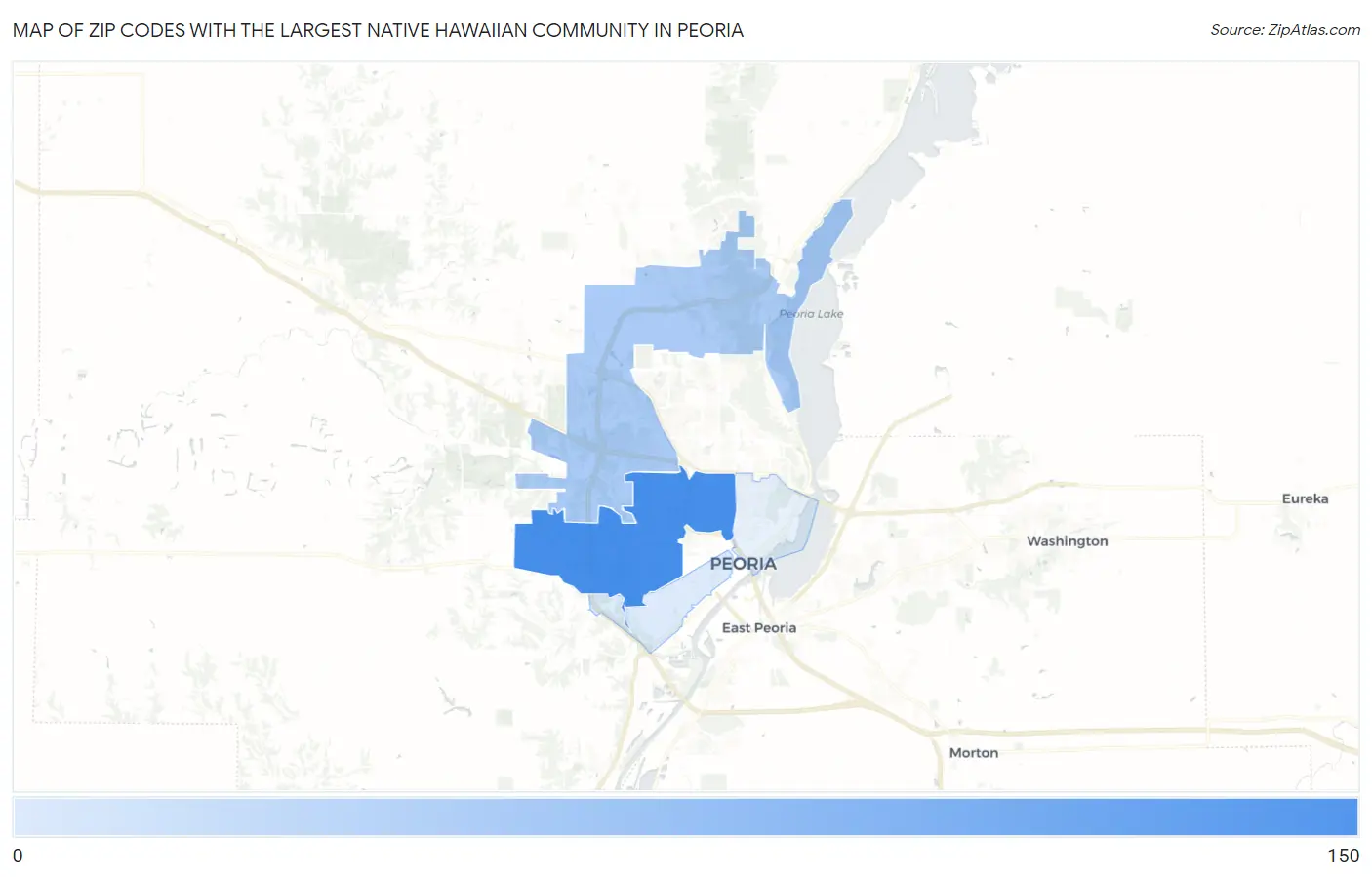 Zip Codes with the Largest Native Hawaiian Community in Peoria Map