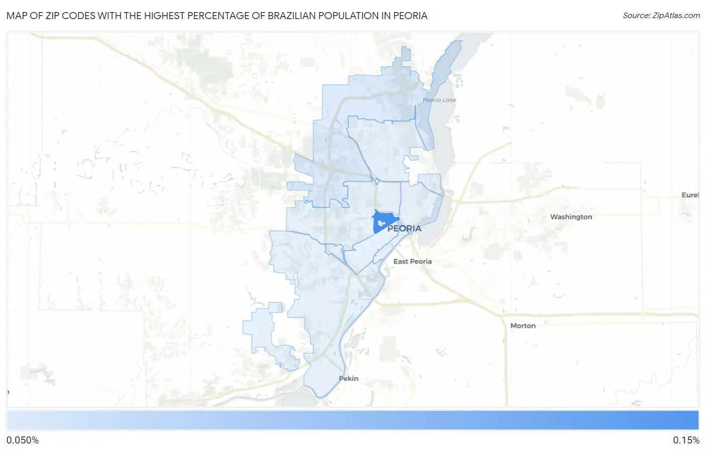Zip Codes with the Highest Percentage of Brazilian Population in Peoria Map