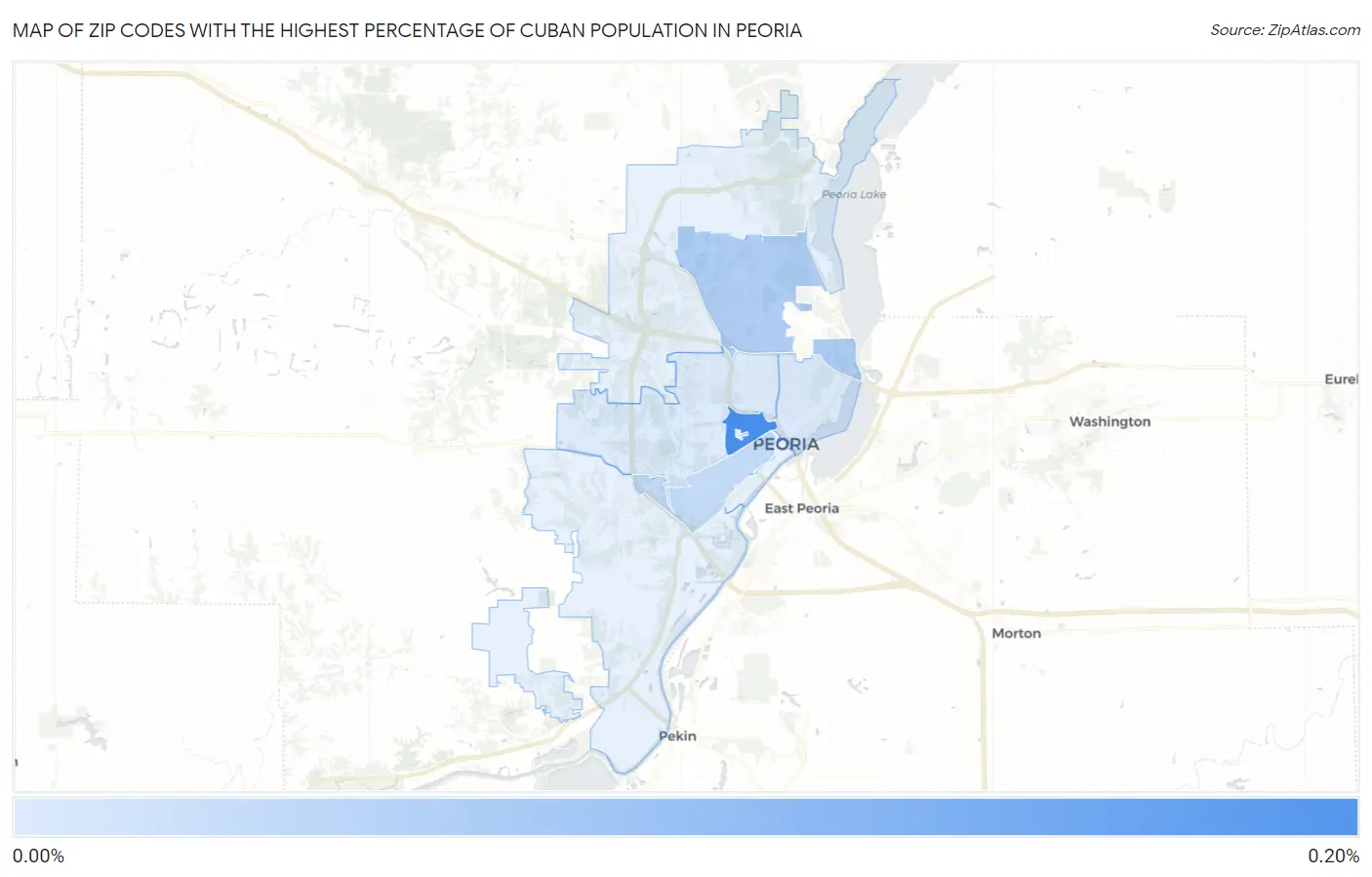 Zip Codes with the Highest Percentage of Cuban Population in Peoria Map