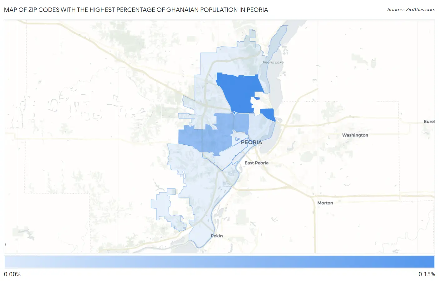 Zip Codes with the Highest Percentage of Ghanaian Population in Peoria Map