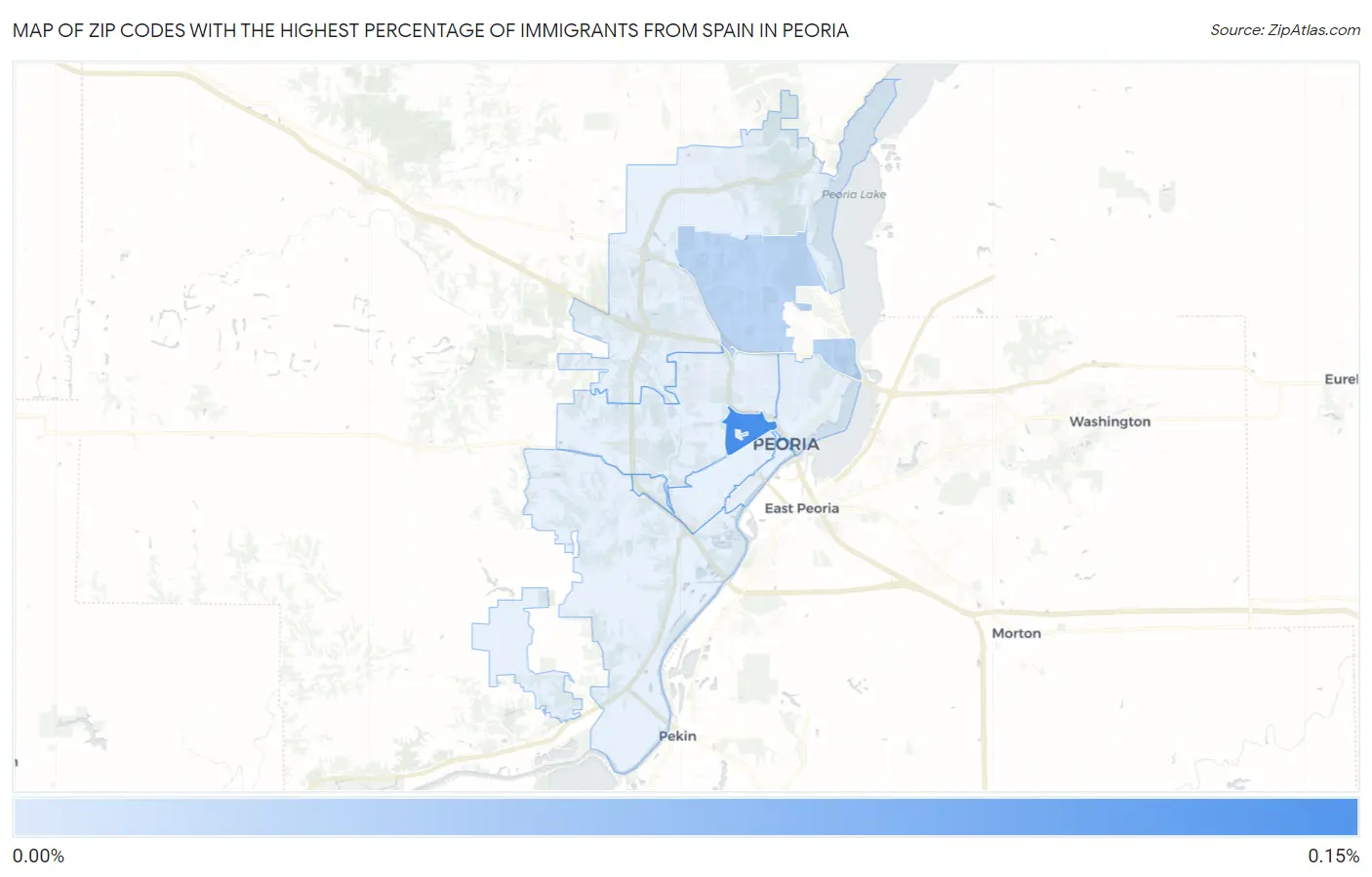 Zip Codes with the Highest Percentage of Immigrants from Spain in Peoria Map