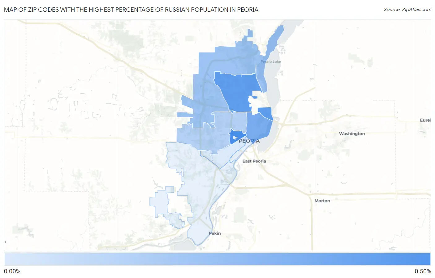Zip Codes with the Highest Percentage of Russian Population in Peoria Map