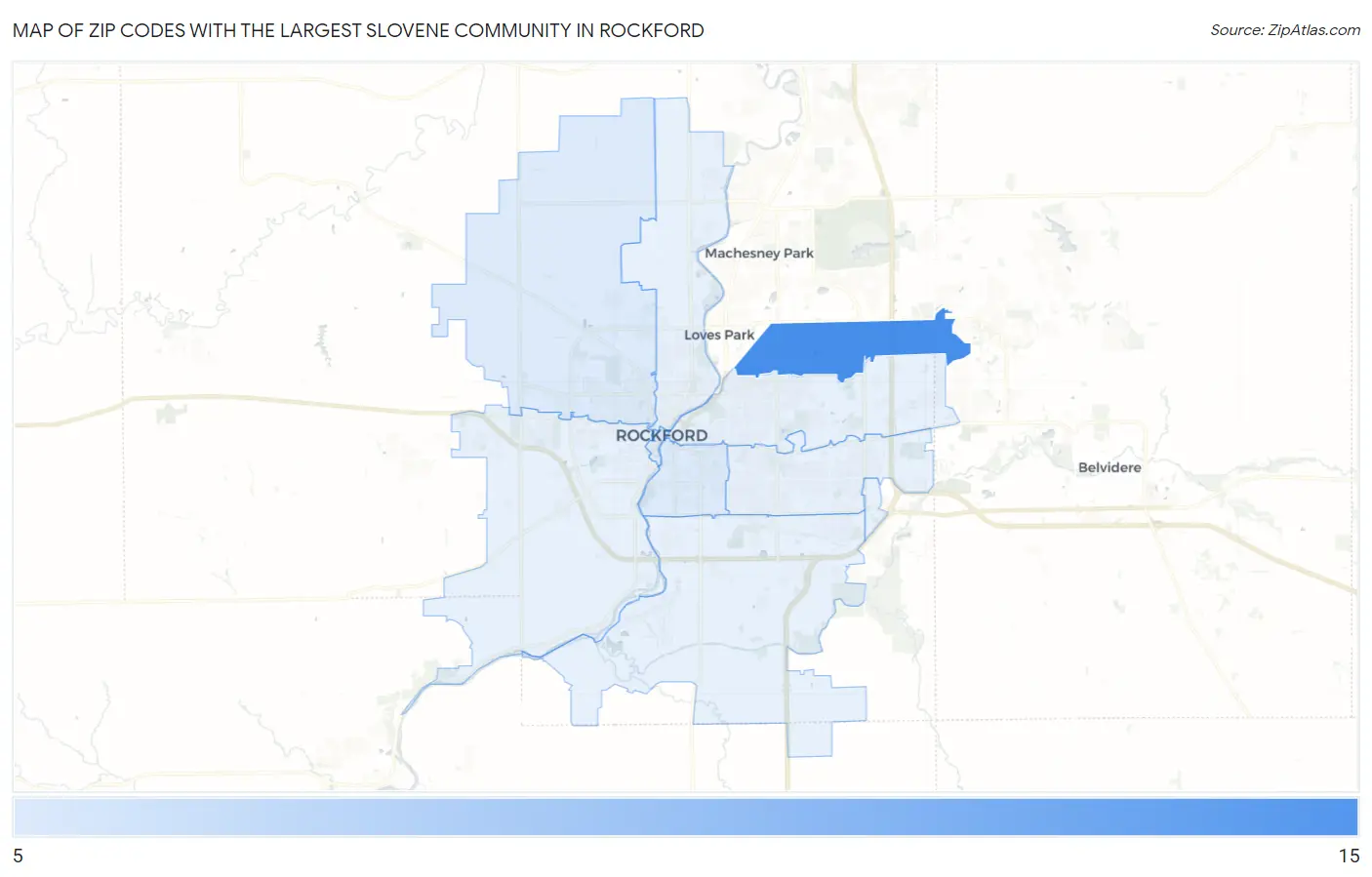 Zip Codes with the Largest Slovene Community in Rockford Map