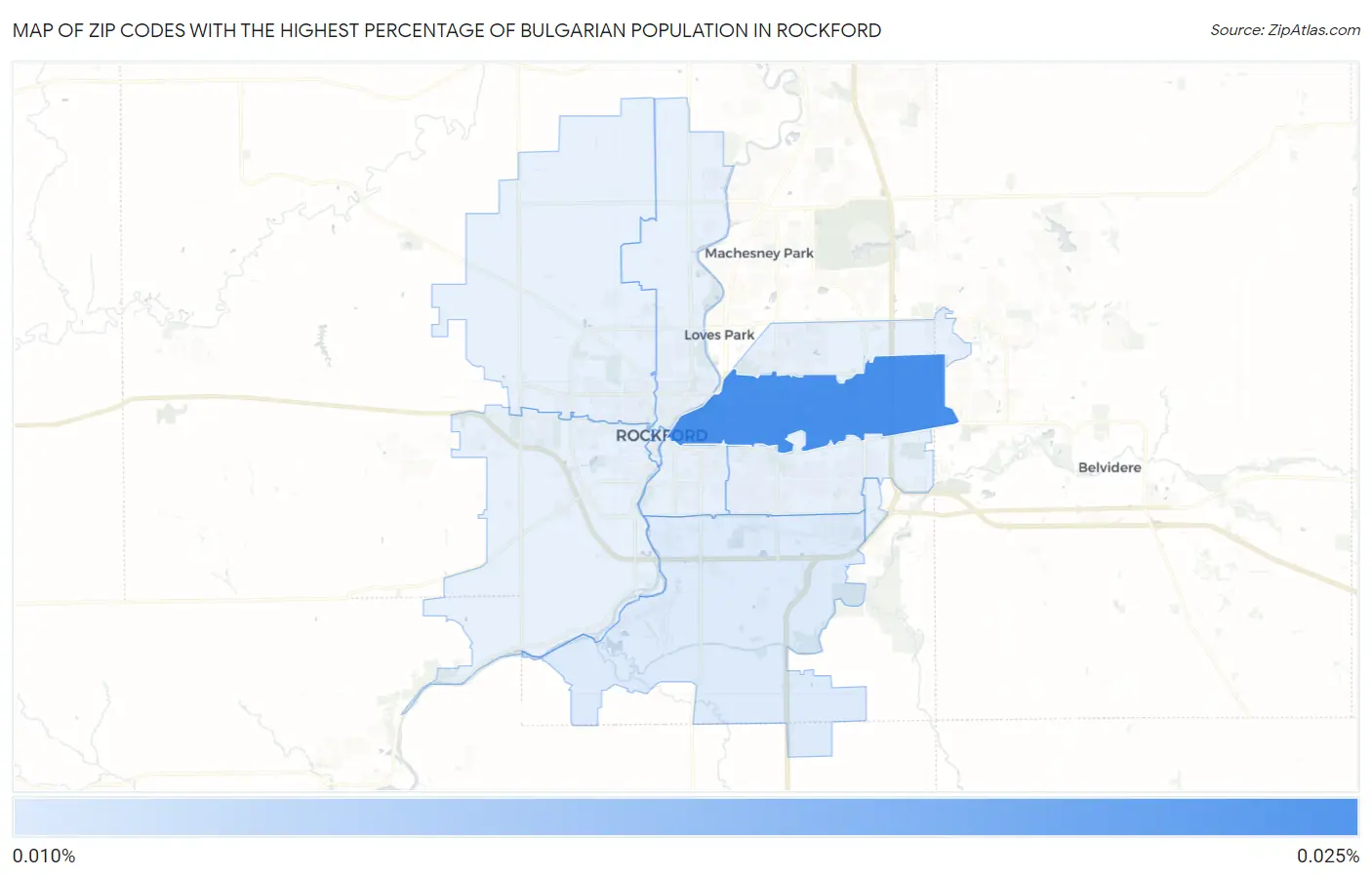 Zip Codes with the Highest Percentage of Bulgarian Population in Rockford Map