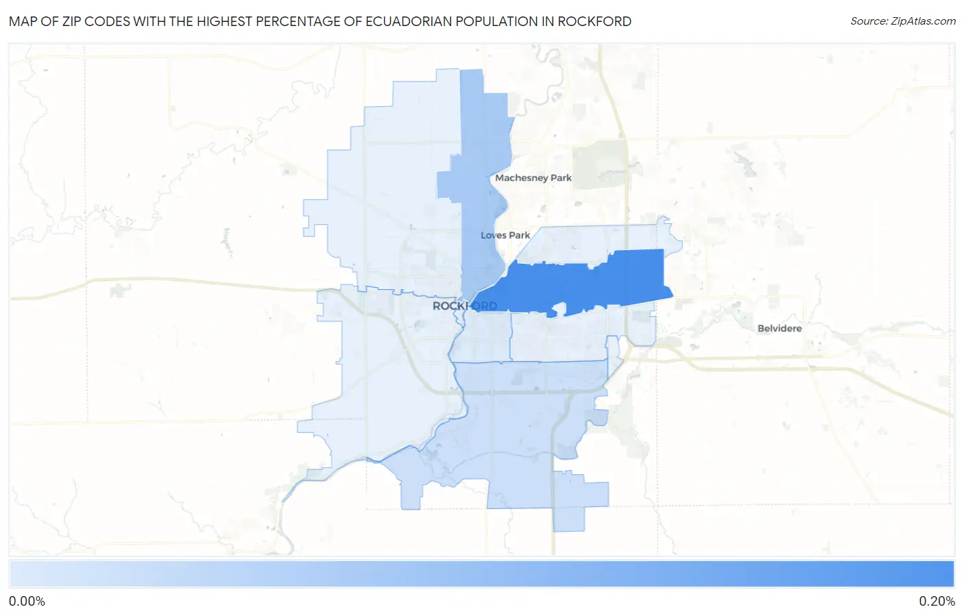 Zip Codes with the Highest Percentage of Ecuadorian Population in Rockford Map