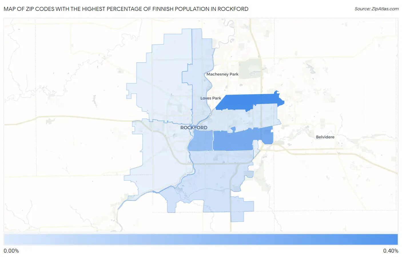Zip Codes with the Highest Percentage of Finnish Population in Rockford Map