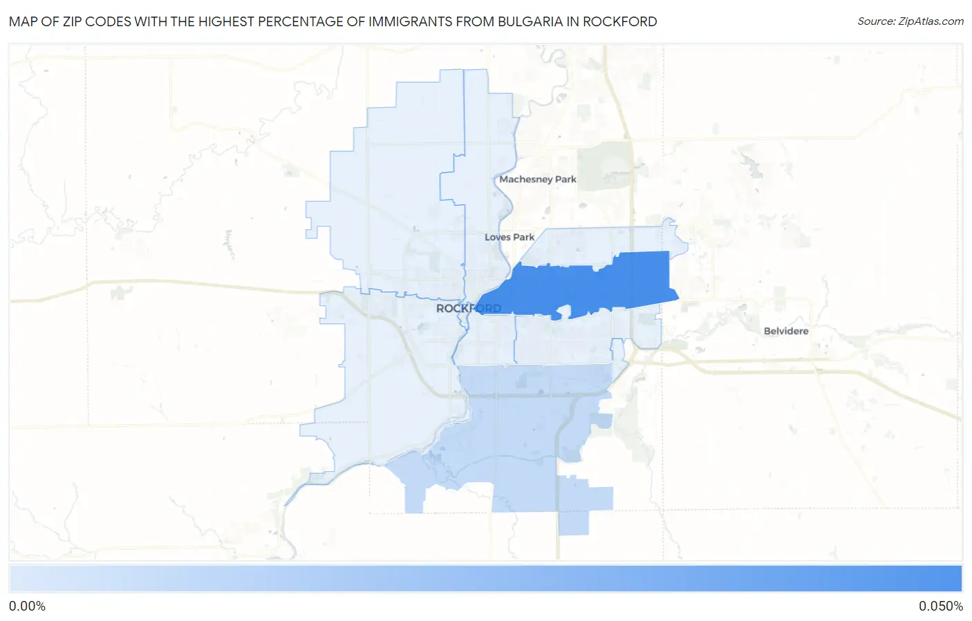 Zip Codes with the Highest Percentage of Immigrants from Bulgaria in Rockford Map