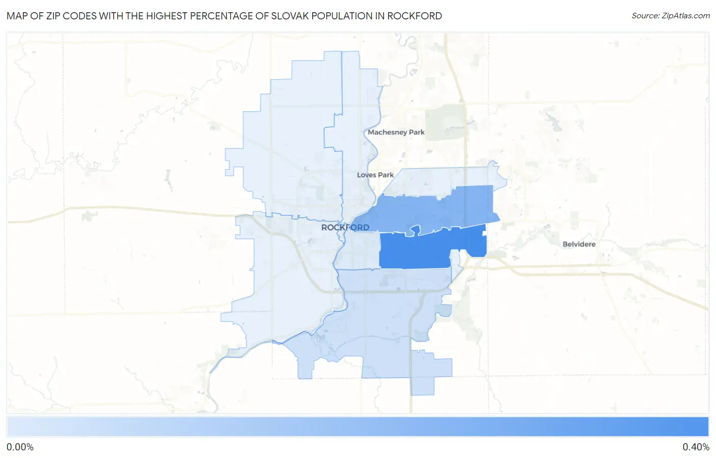 Zip Codes with the Highest Percentage of Slovak Population in Rockford Map
