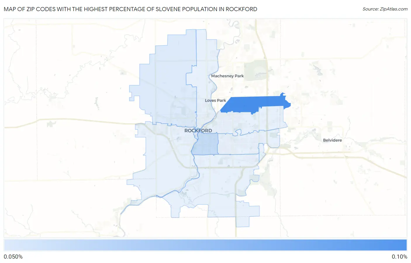 Zip Codes with the Highest Percentage of Slovene Population in Rockford Map