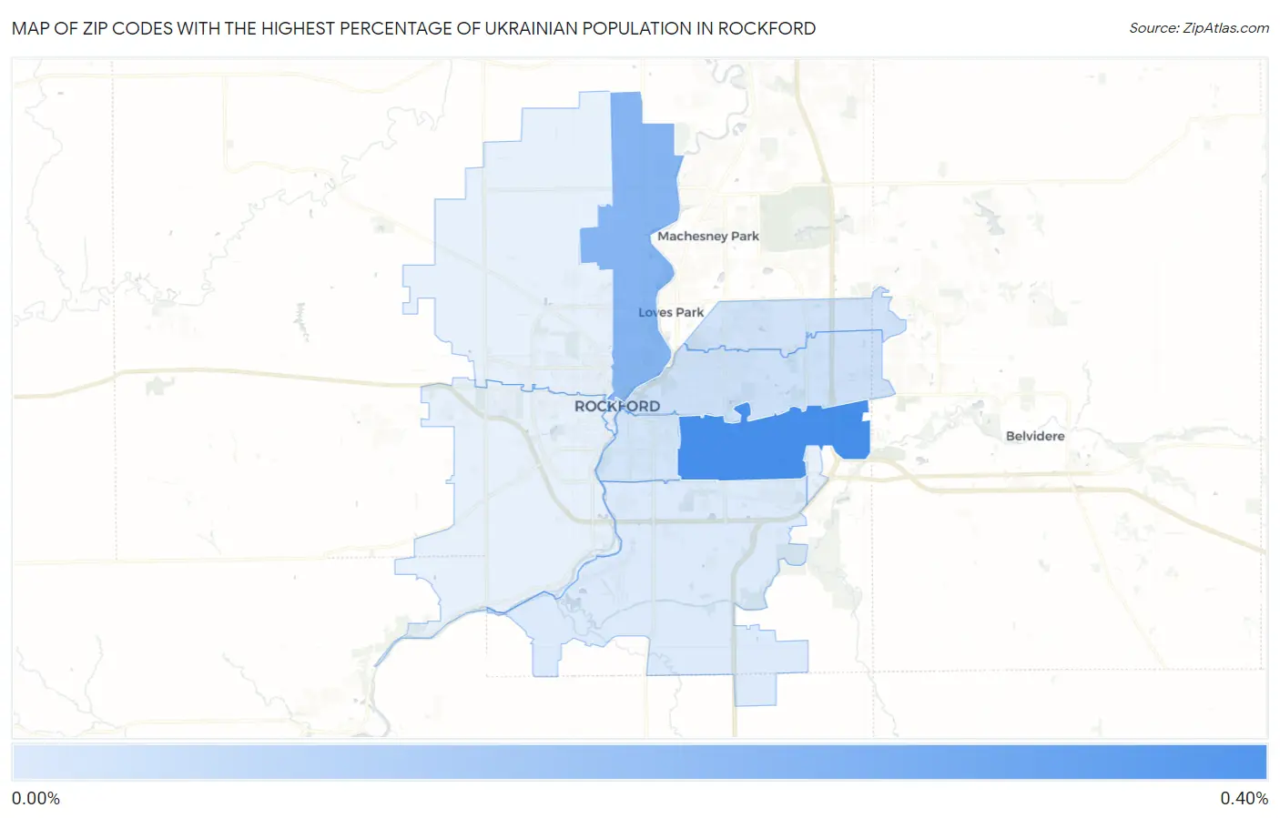 Zip Codes with the Highest Percentage of Ukrainian Population in Rockford Map