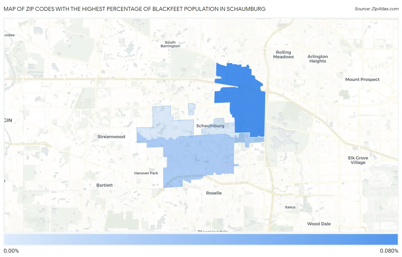Zip Codes with the Highest Percentage of Blackfeet Population in Schaumburg Map