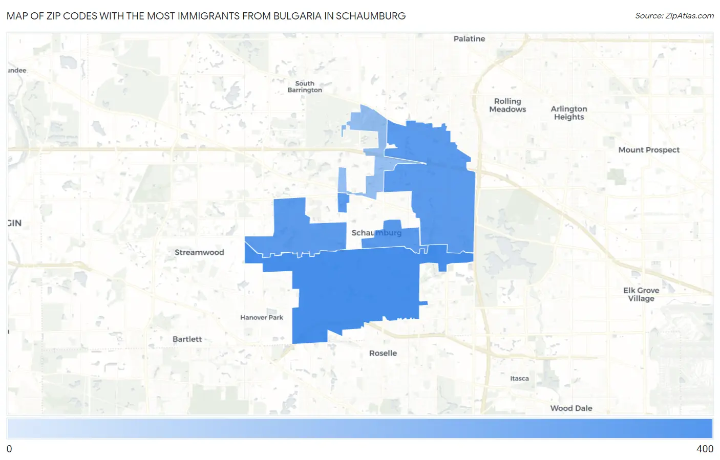 Zip Codes with the Most Immigrants from Bulgaria in Schaumburg Map