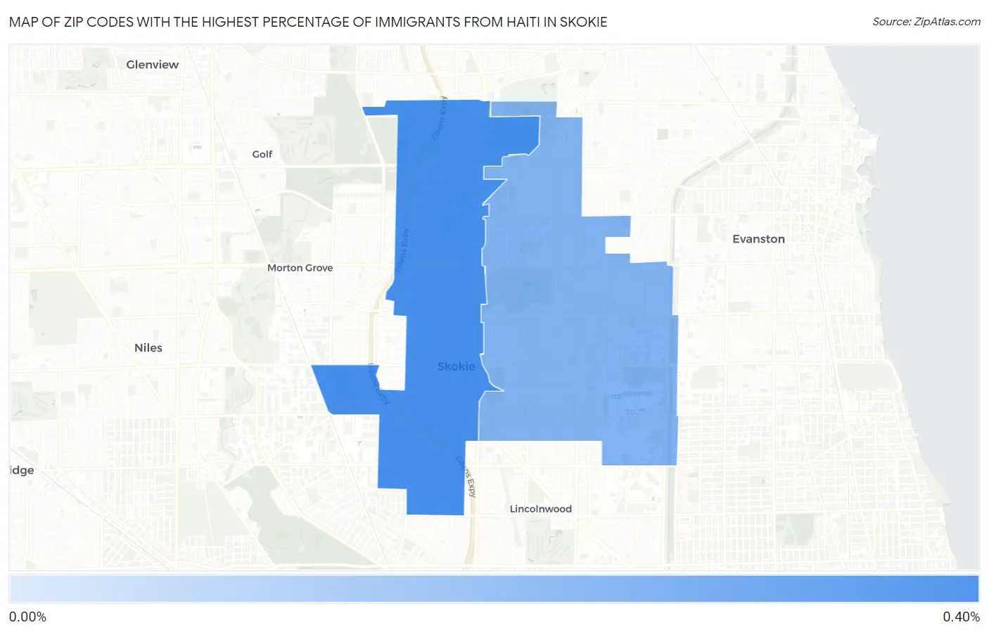 Zip Codes with the Highest Percentage of Immigrants from Haiti in Skokie Map