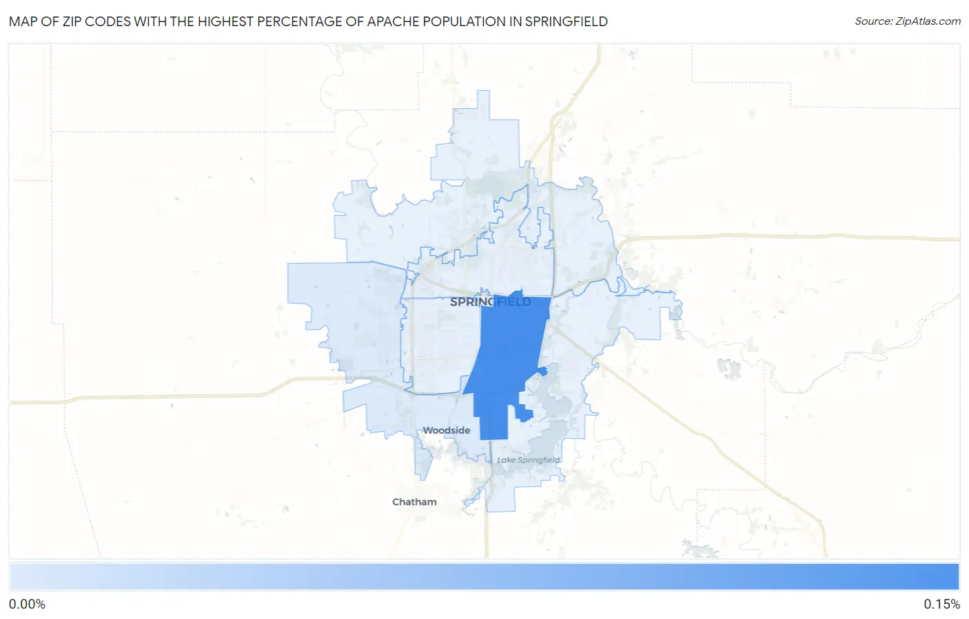 Zip Codes with the Highest Percentage of Apache Population in Springfield Map