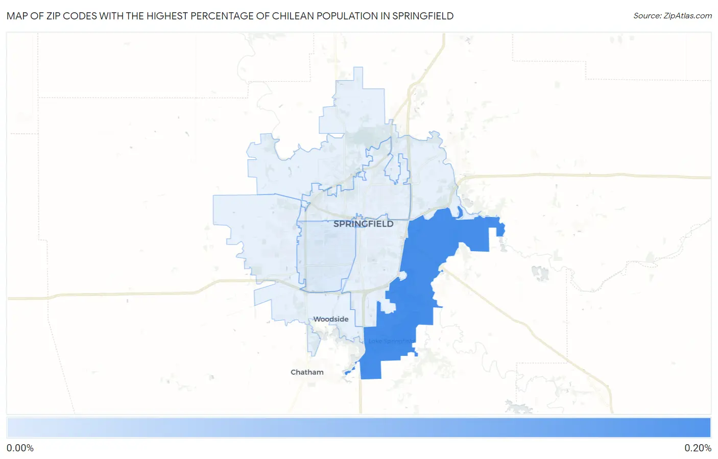 Zip Codes with the Highest Percentage of Chilean Population in Springfield Map