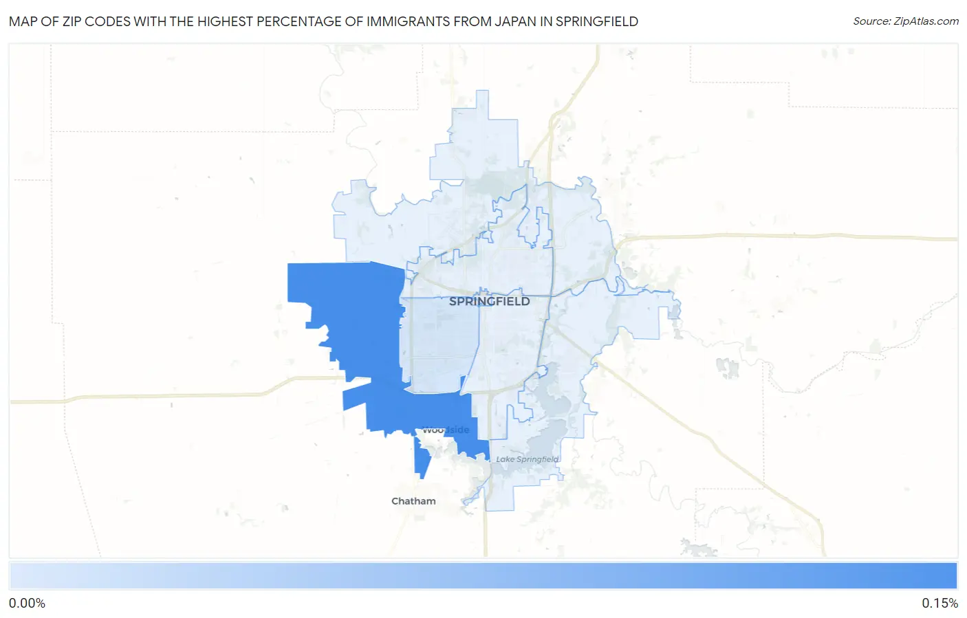 Zip Codes with the Highest Percentage of Immigrants from Japan in Springfield Map