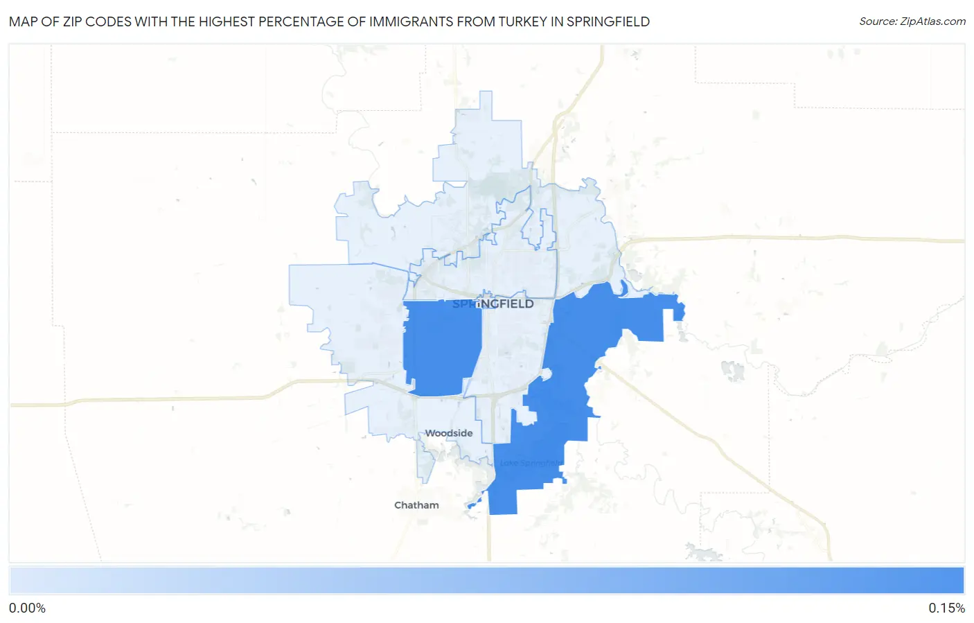 Zip Codes with the Highest Percentage of Immigrants from Turkey in Springfield Map