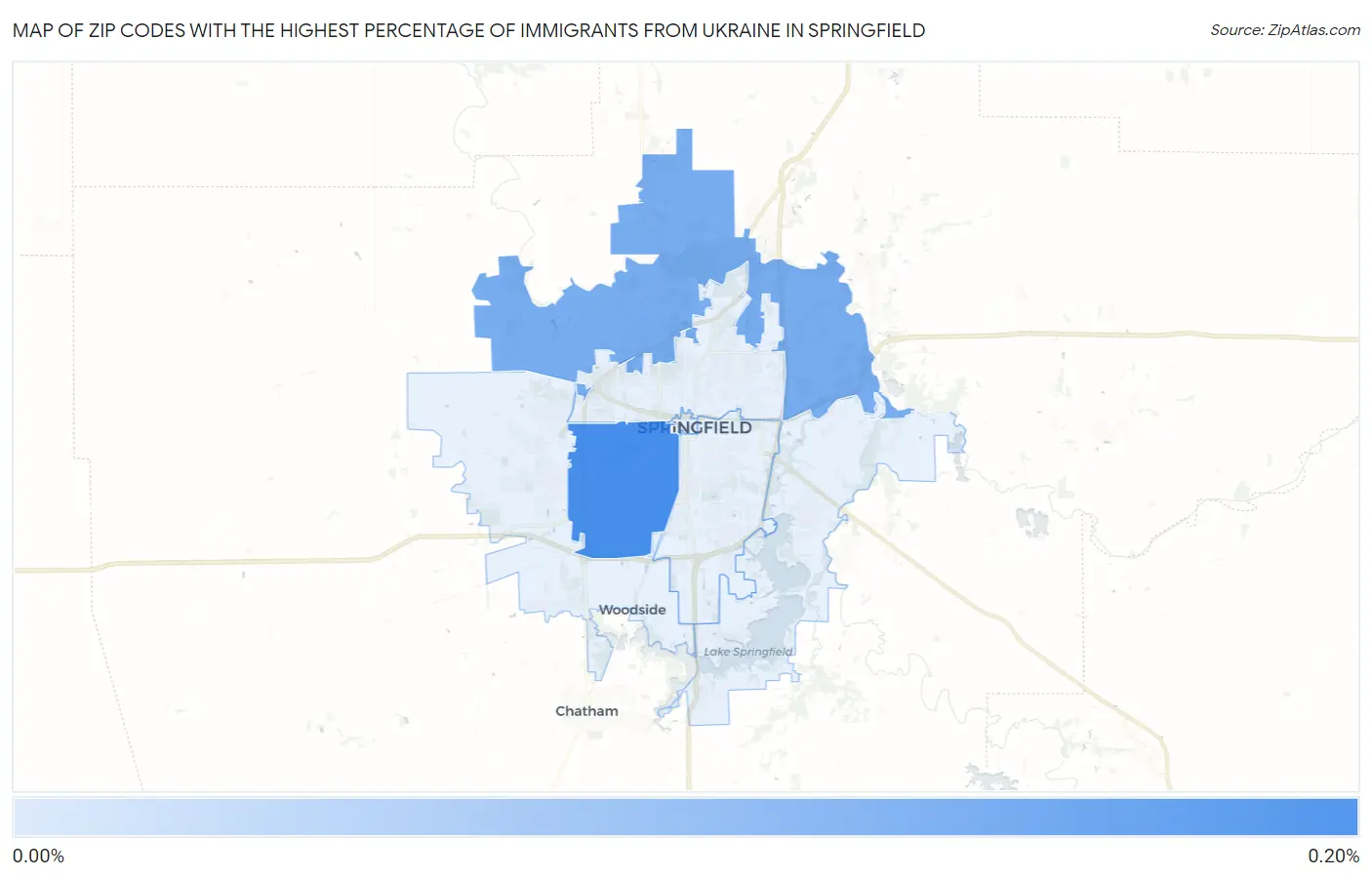Zip Codes with the Highest Percentage of Immigrants from Ukraine in Springfield Map