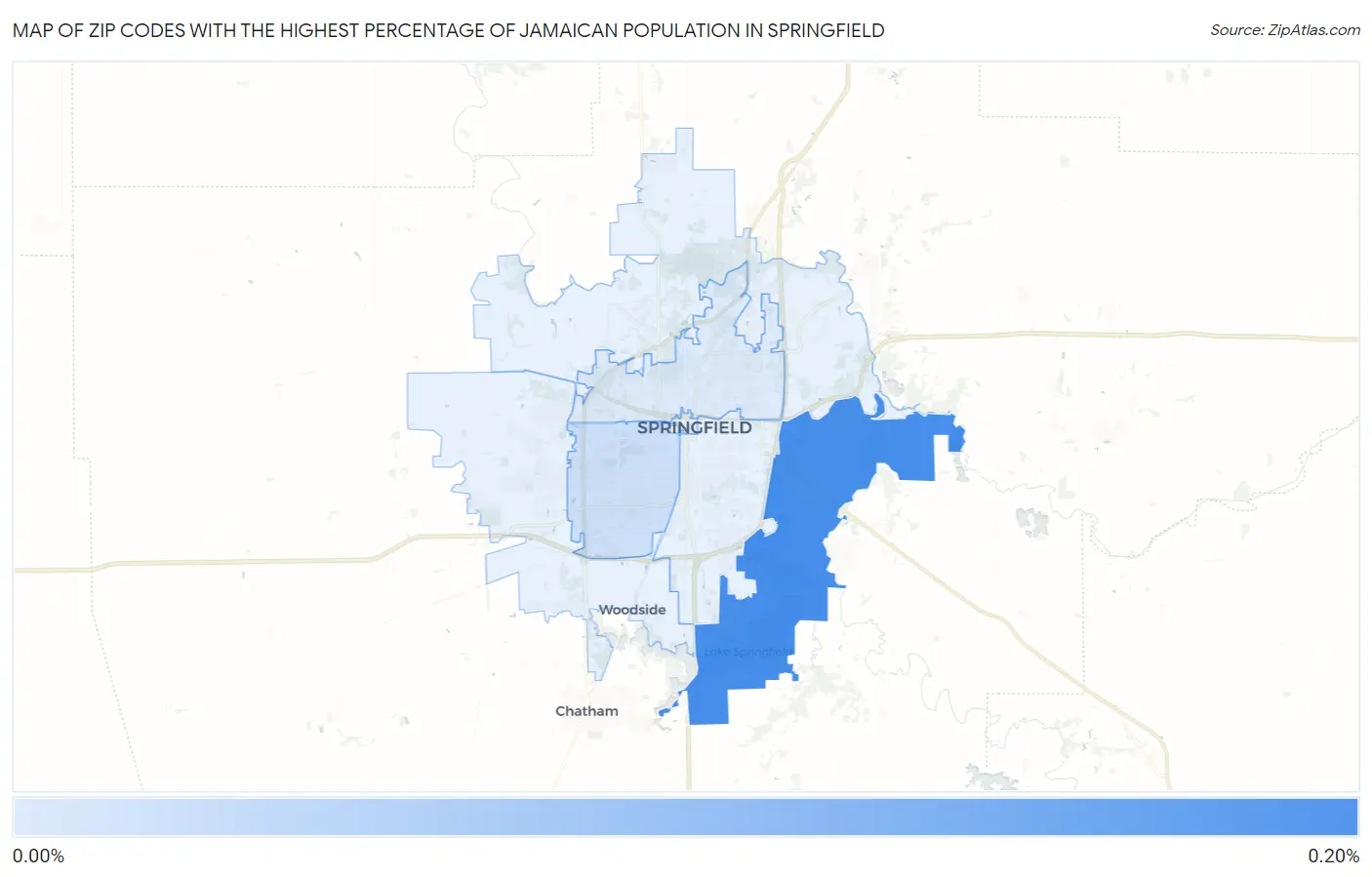 Zip Codes with the Highest Percentage of Jamaican Population in Springfield Map