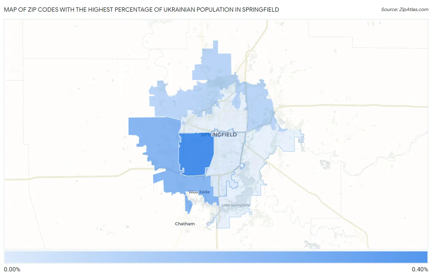 Zip Codes with the Highest Percentage of Ukrainian Population in Springfield Map