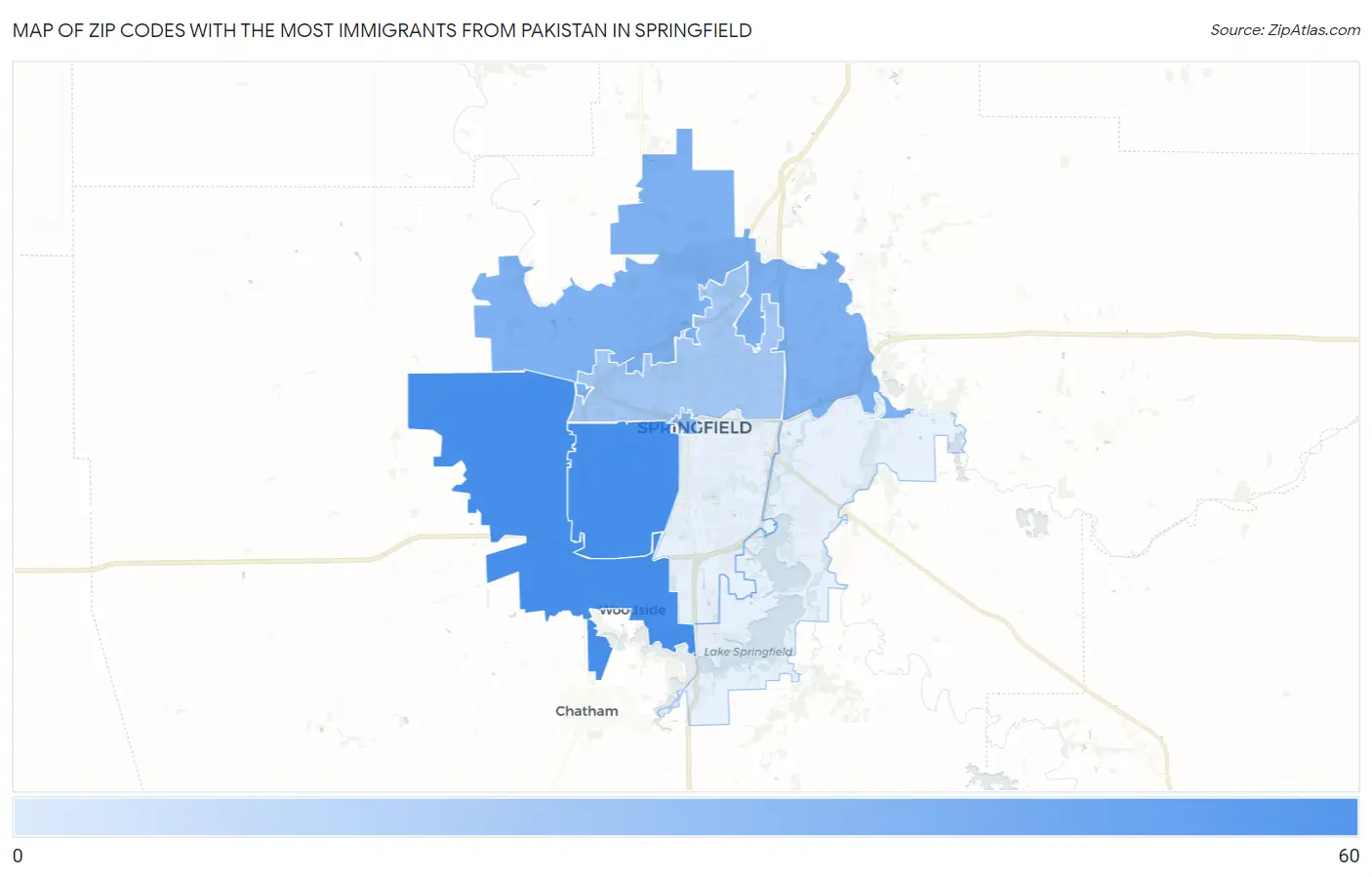 Zip Codes with the Most Immigrants from Pakistan in Springfield Map