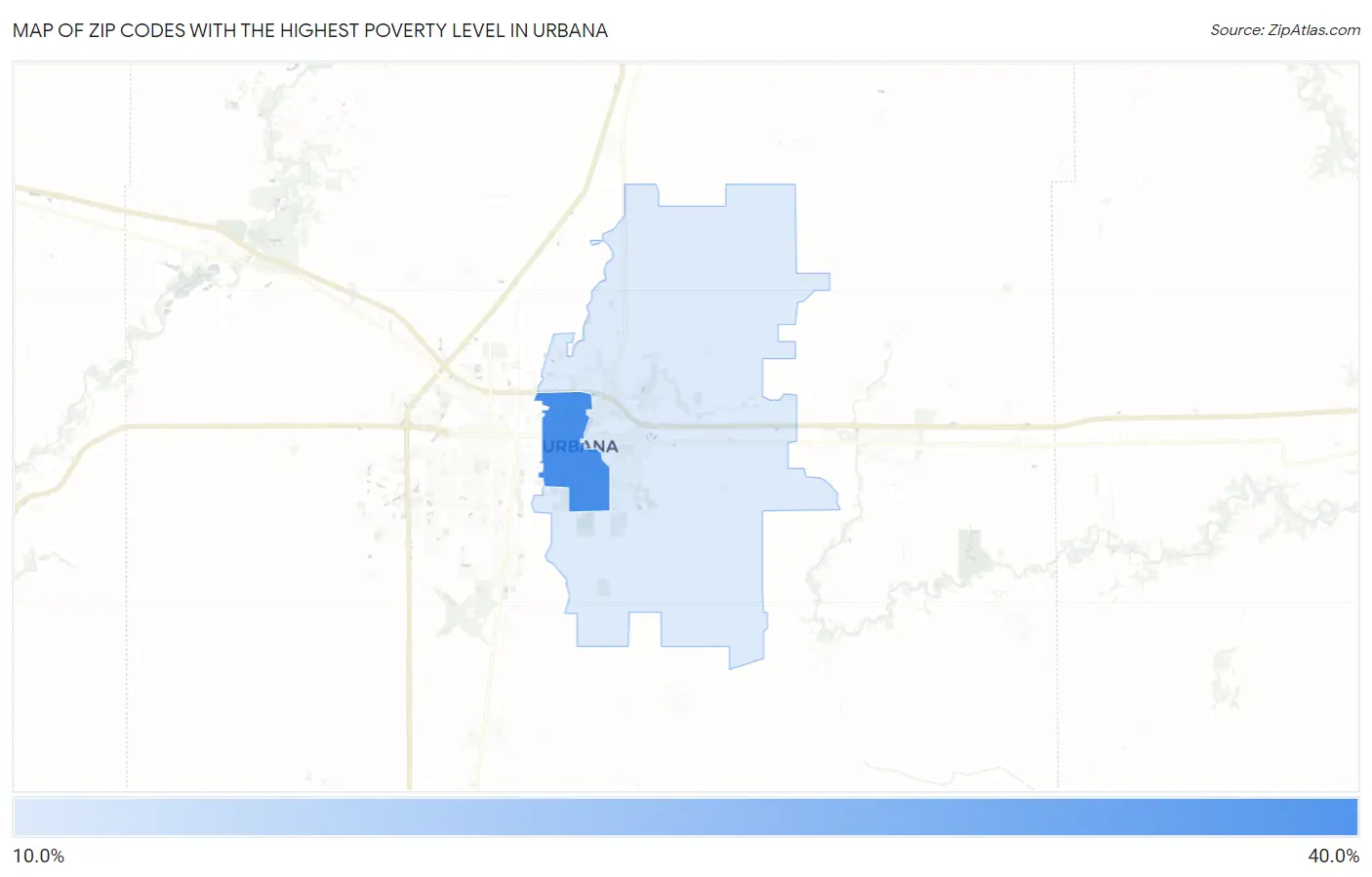 Zip Codes with the Highest Poverty Level in Urbana Map